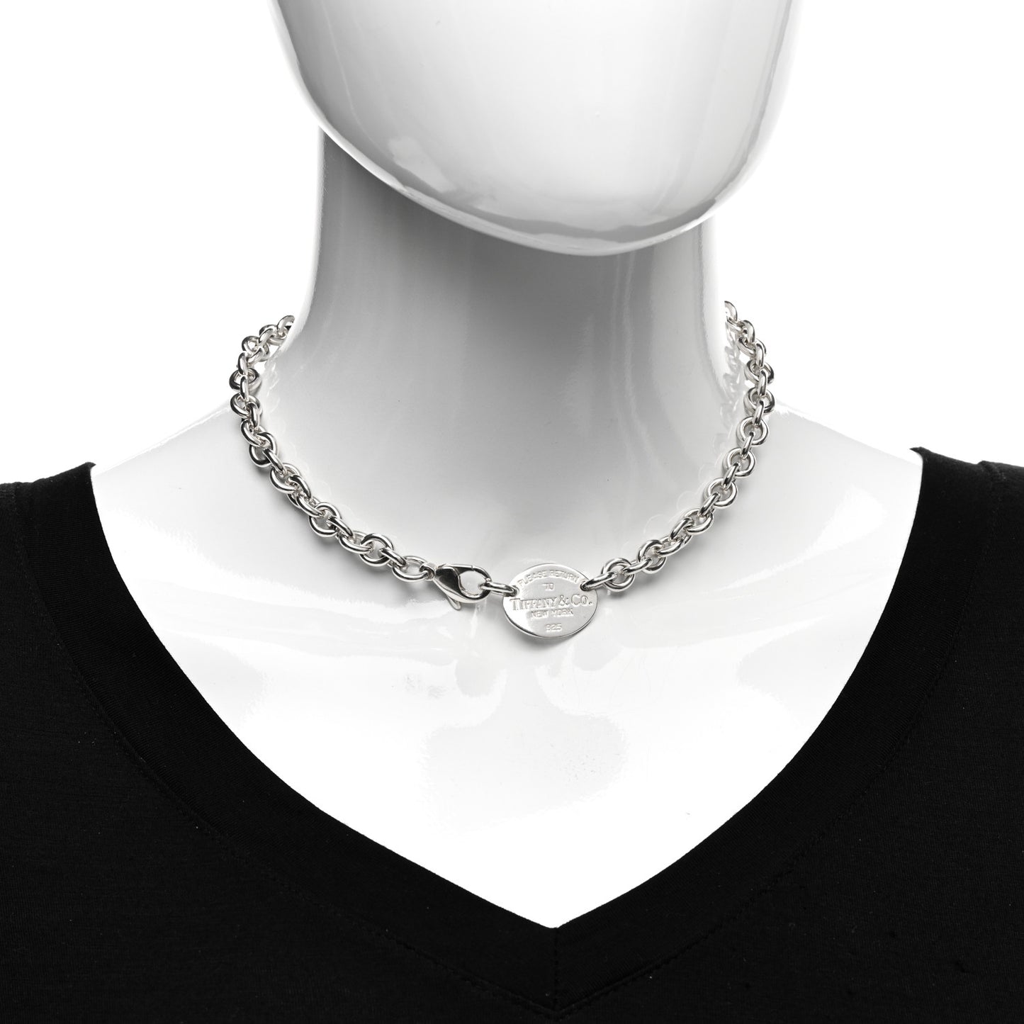 Sterling Silver Return to Tiffany Oval Tag Choker Necklace
