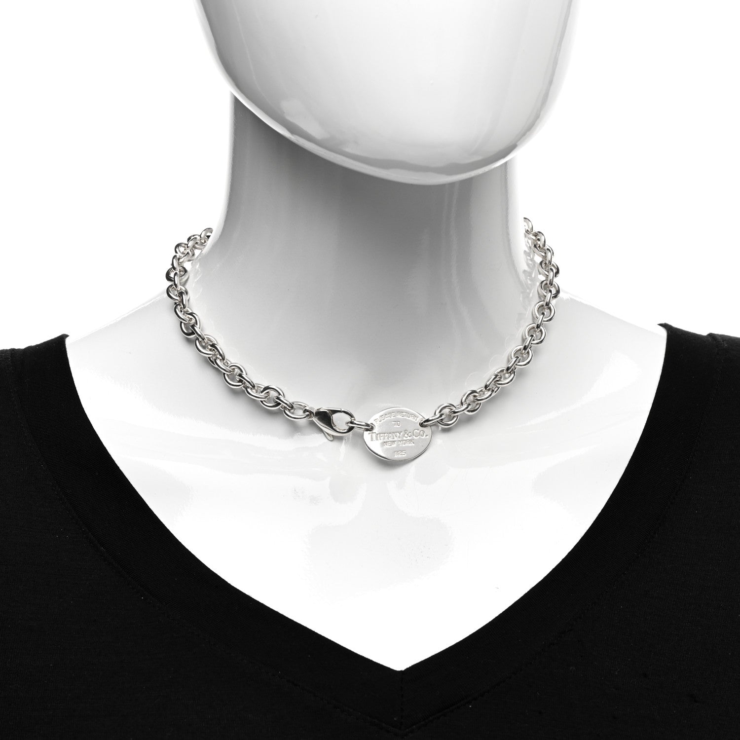 Tiffany Sterling Silver Return to Tiffany Oval Tag Choker Necklace 2 of 4