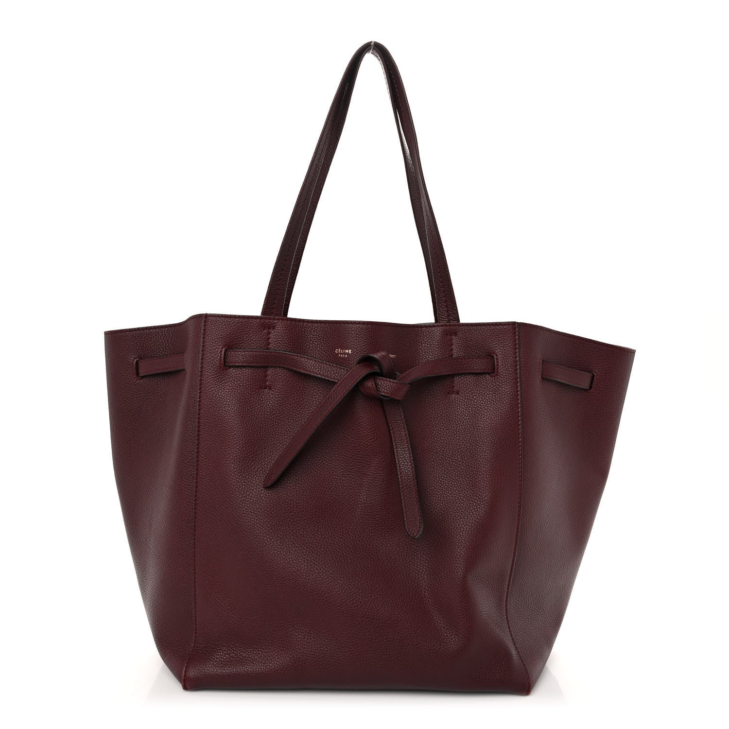 Celine Soft Grained Calfskin Small Belt Cabas Phantom Burgundy 2 of 19