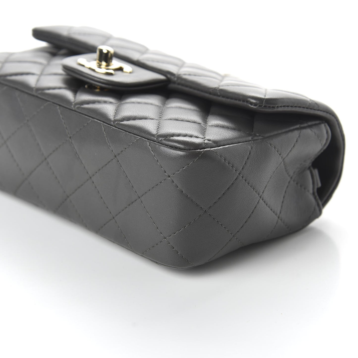 Lambskin Quilted Mini Rectangular Flap Grey