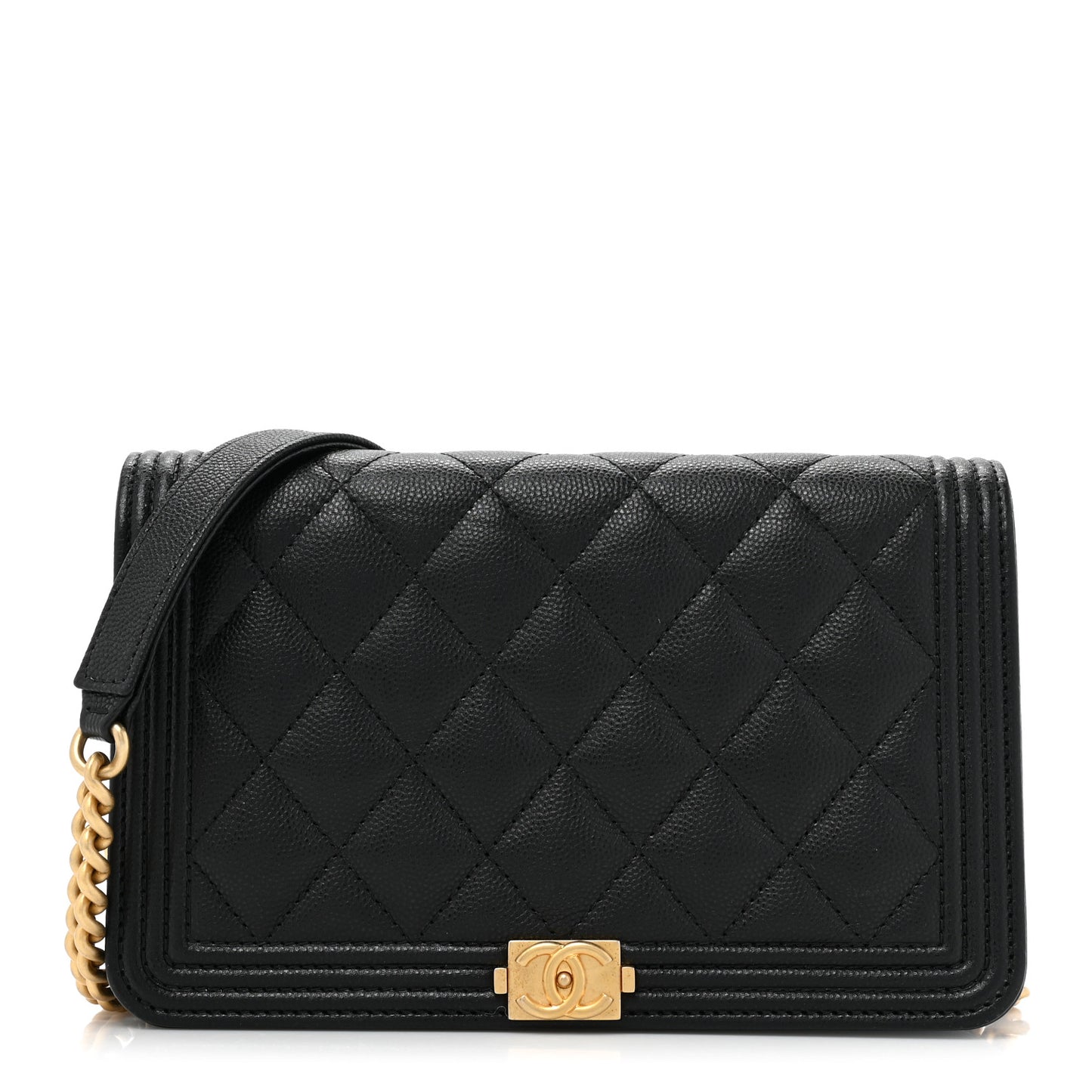Caviar Quilted Boy Wallet On Chain WOC Black