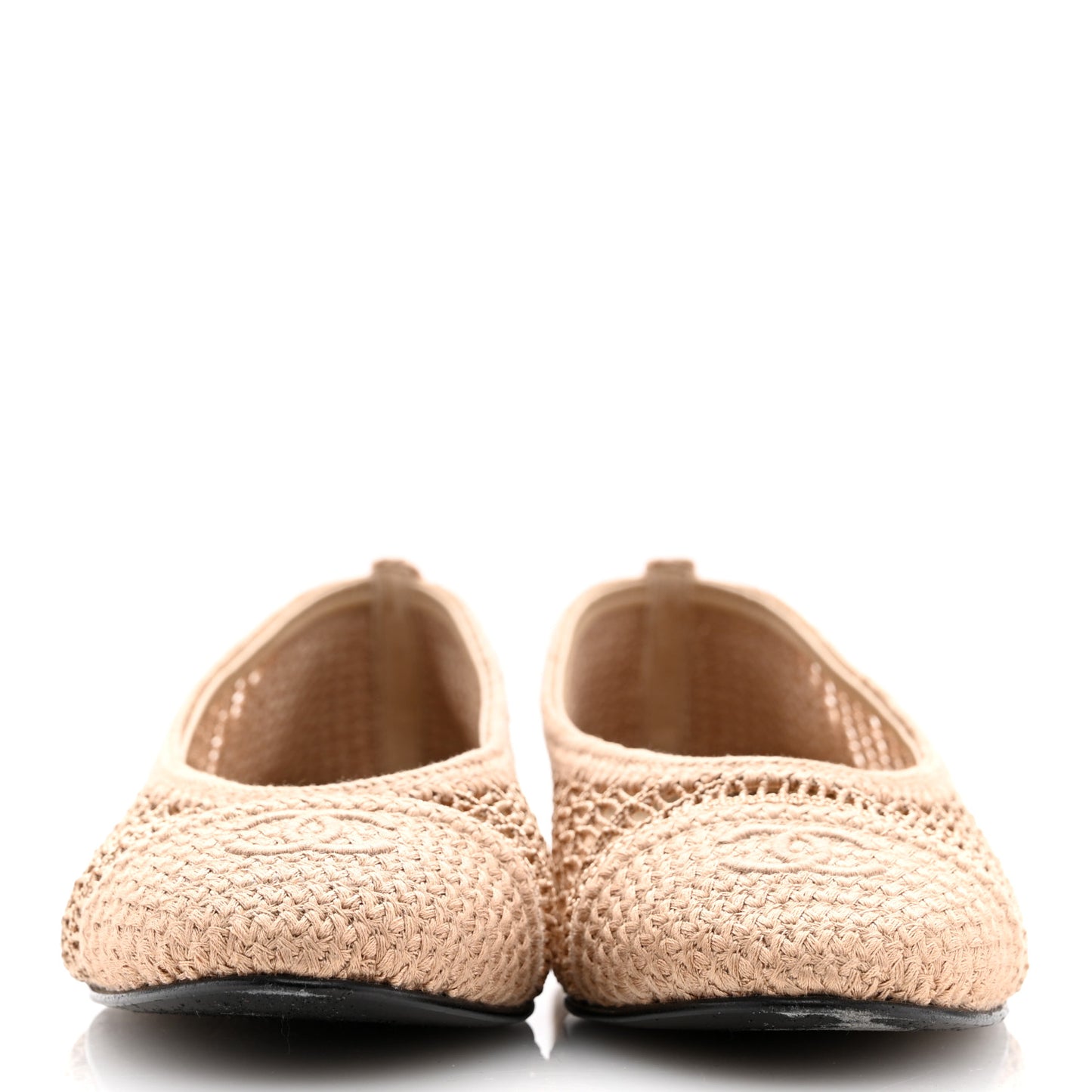 Raffia Cap Toe Ballerina Flats 41 Beige