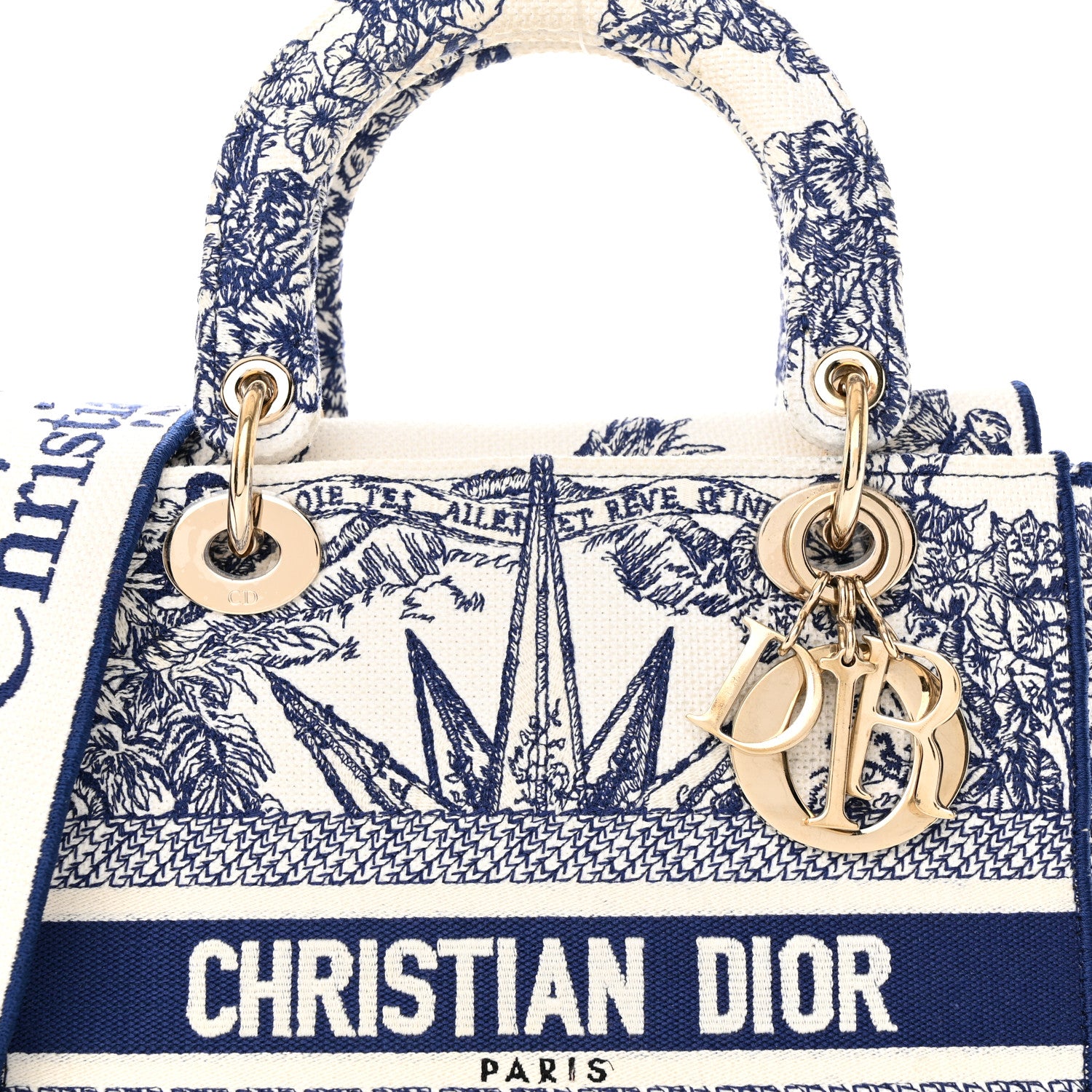 Christian Dior Canvas Reverse Embroidered Rêve d'Infini Medium Lady D-Lite Blue Multicolor 8 of 18