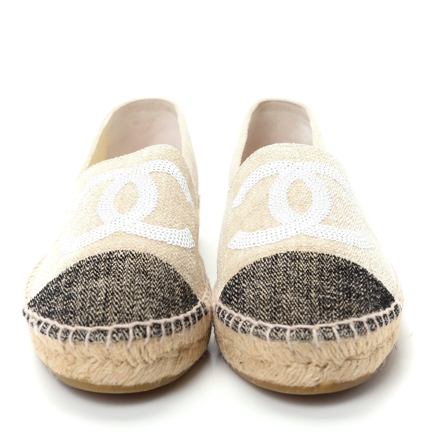 Toile Sequin CC Espadrilles 37 Beige Black