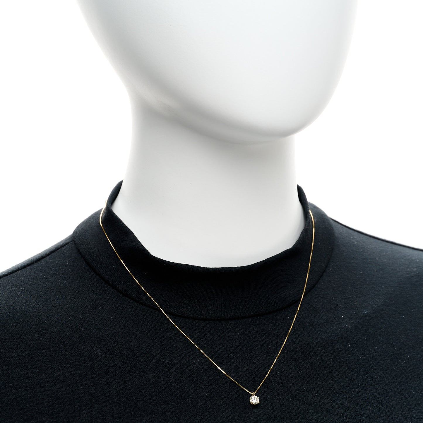 18K Yellow Gold Diamond .42ct Solitaire Pendant Necklace