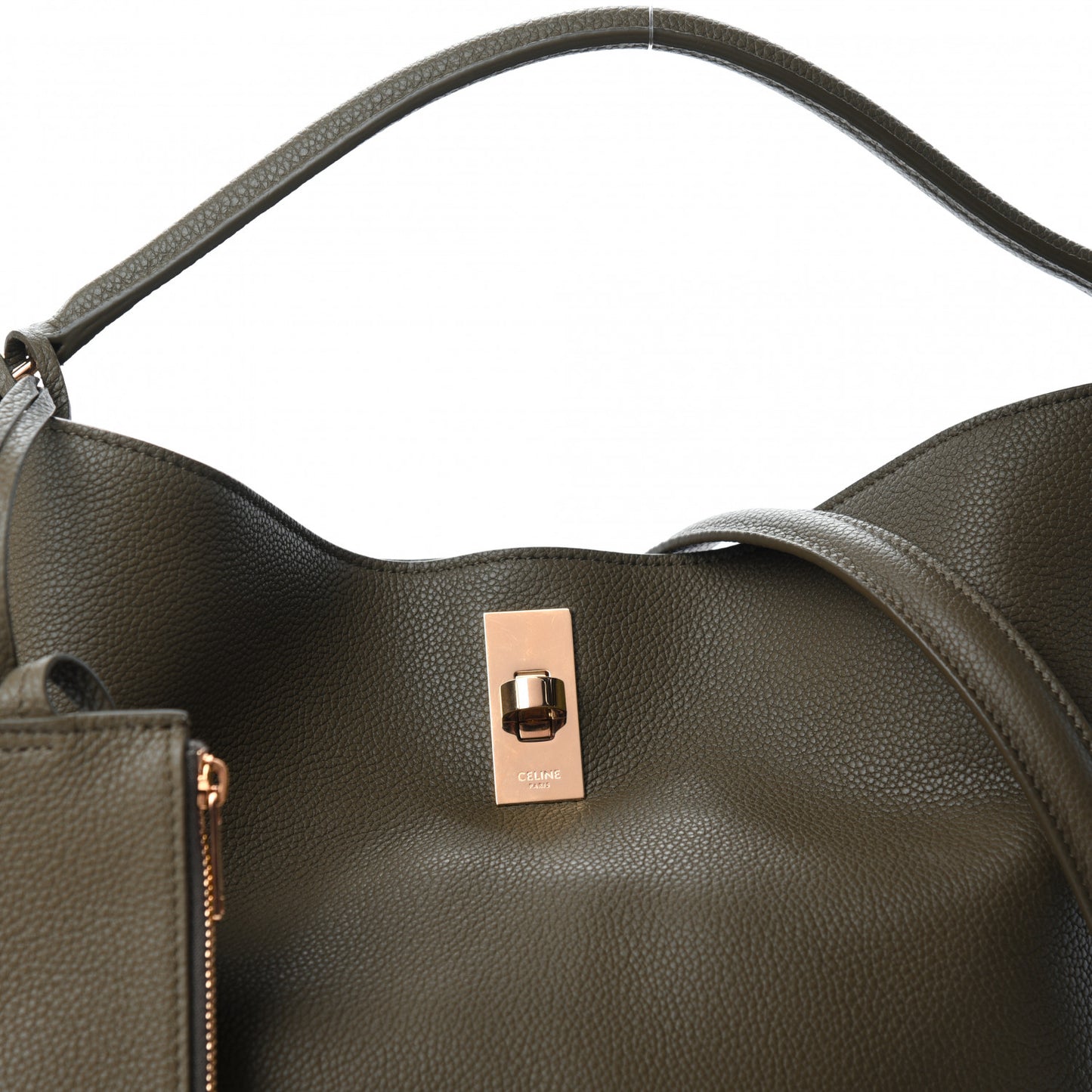 Supple Grained Calfskin Bucket 16 Bag Dark Olive