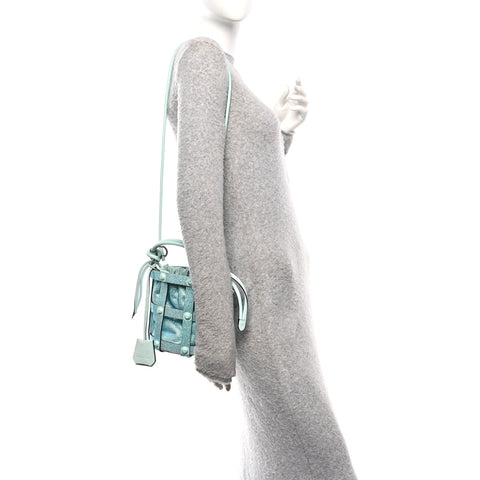 Calfskin Crystal Small Cage Bag Blue