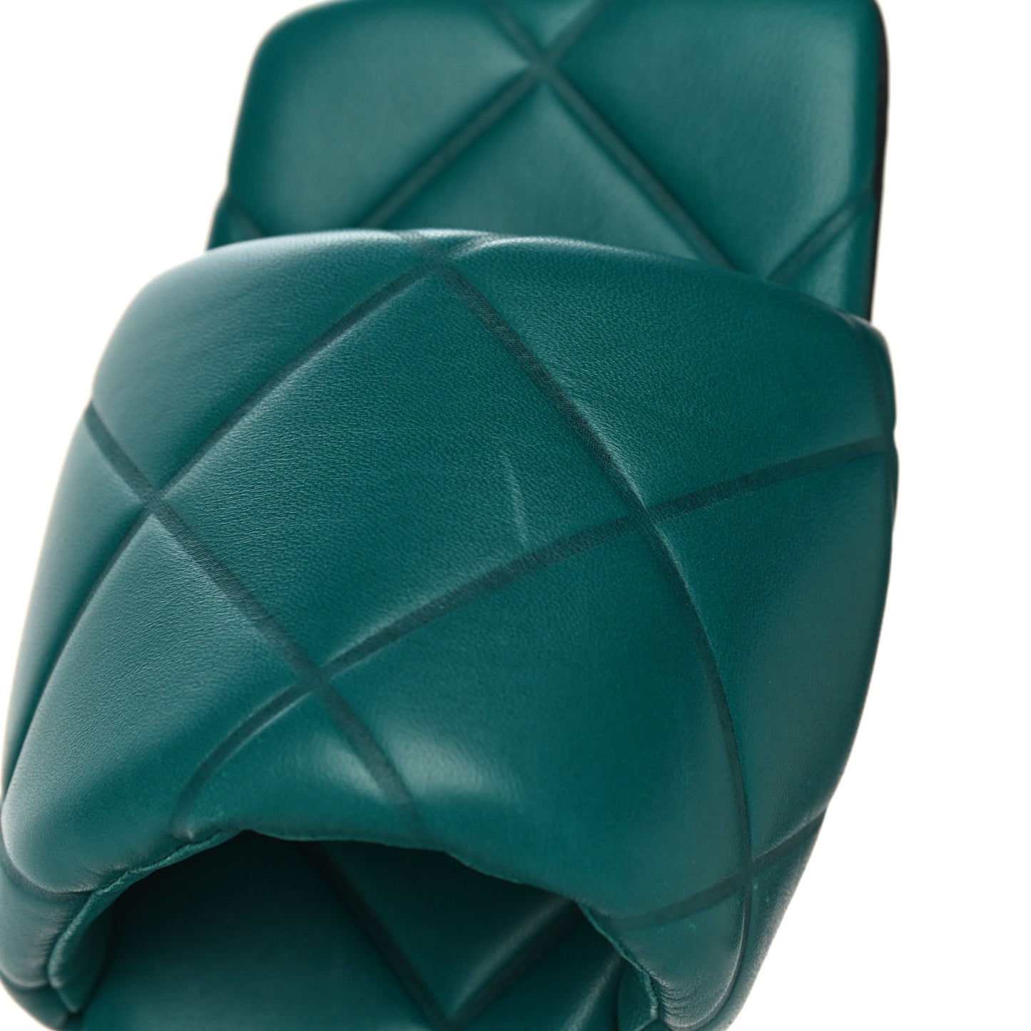 Nappa Quilted Rubber Lido Flat Sandals 39.5 Duck Green