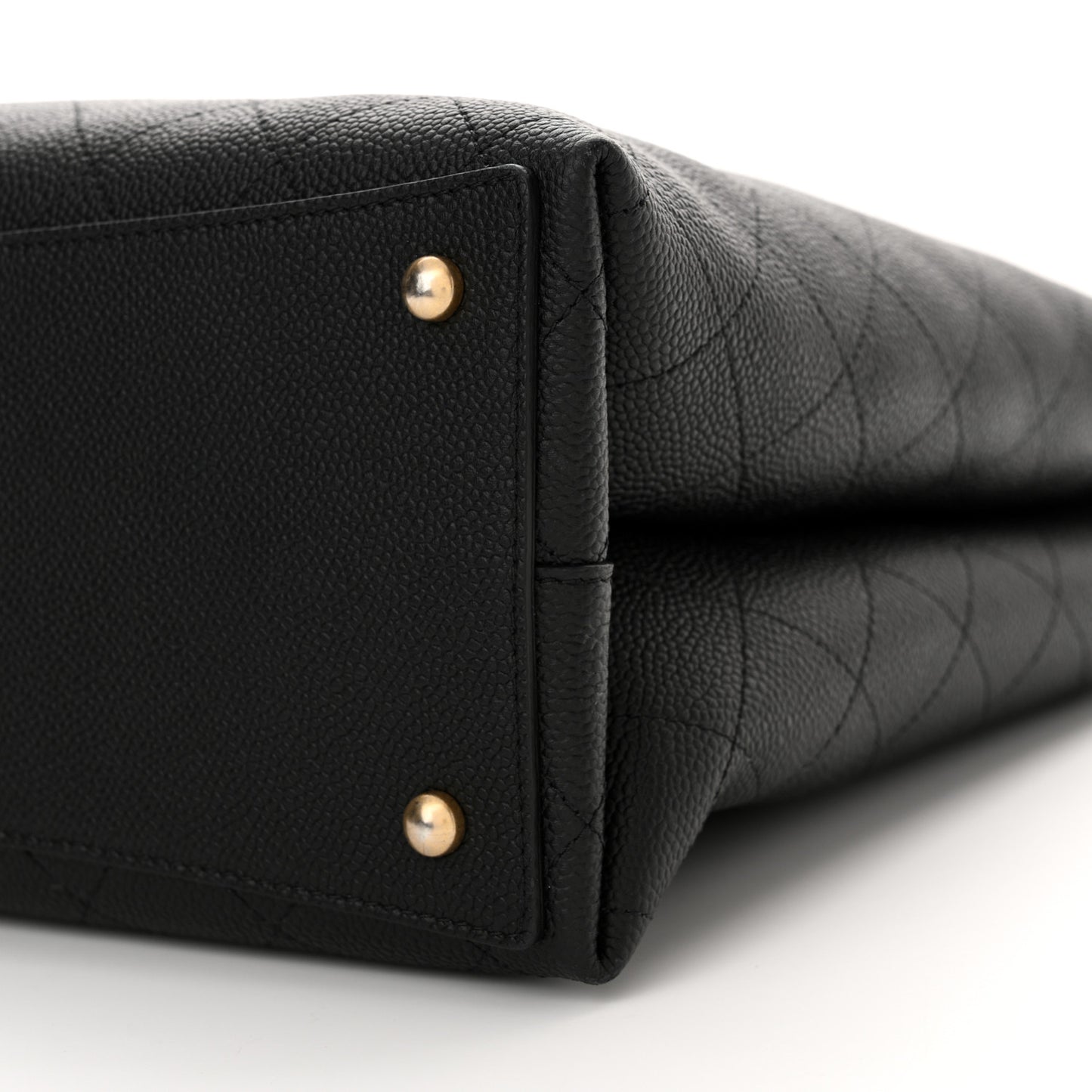 Caviar Stitched Large Shopping Tote Bag Black