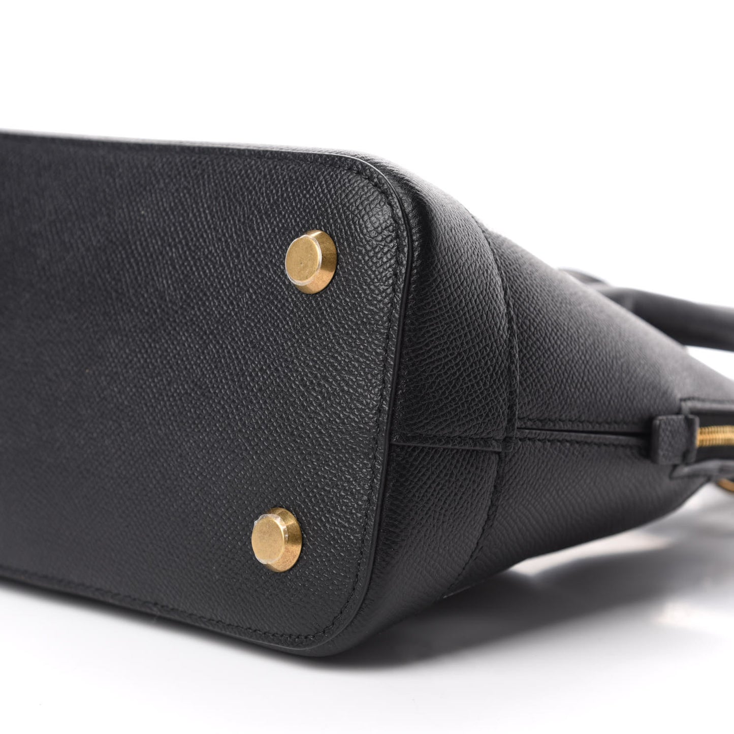 Signature Grained Calfskin Logo S Ville Top Handle Bag Black