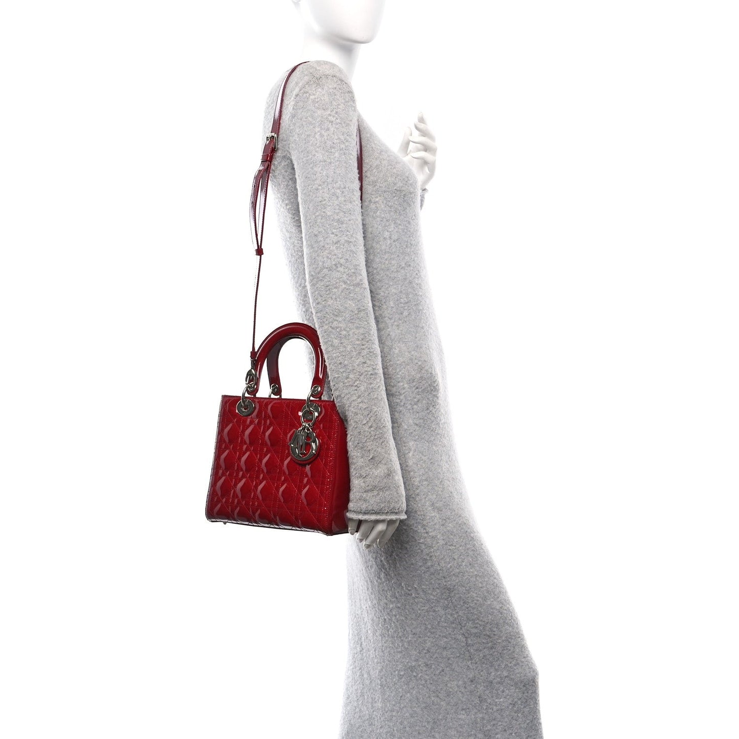 Patent Cannage Medium Lady Dior Red