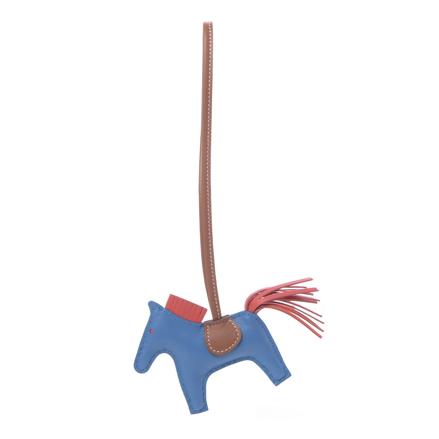 Milo Lambskin Grigri Rodeo Horse Bag Charm PM Blue Zanzibar Rose Texas Gold