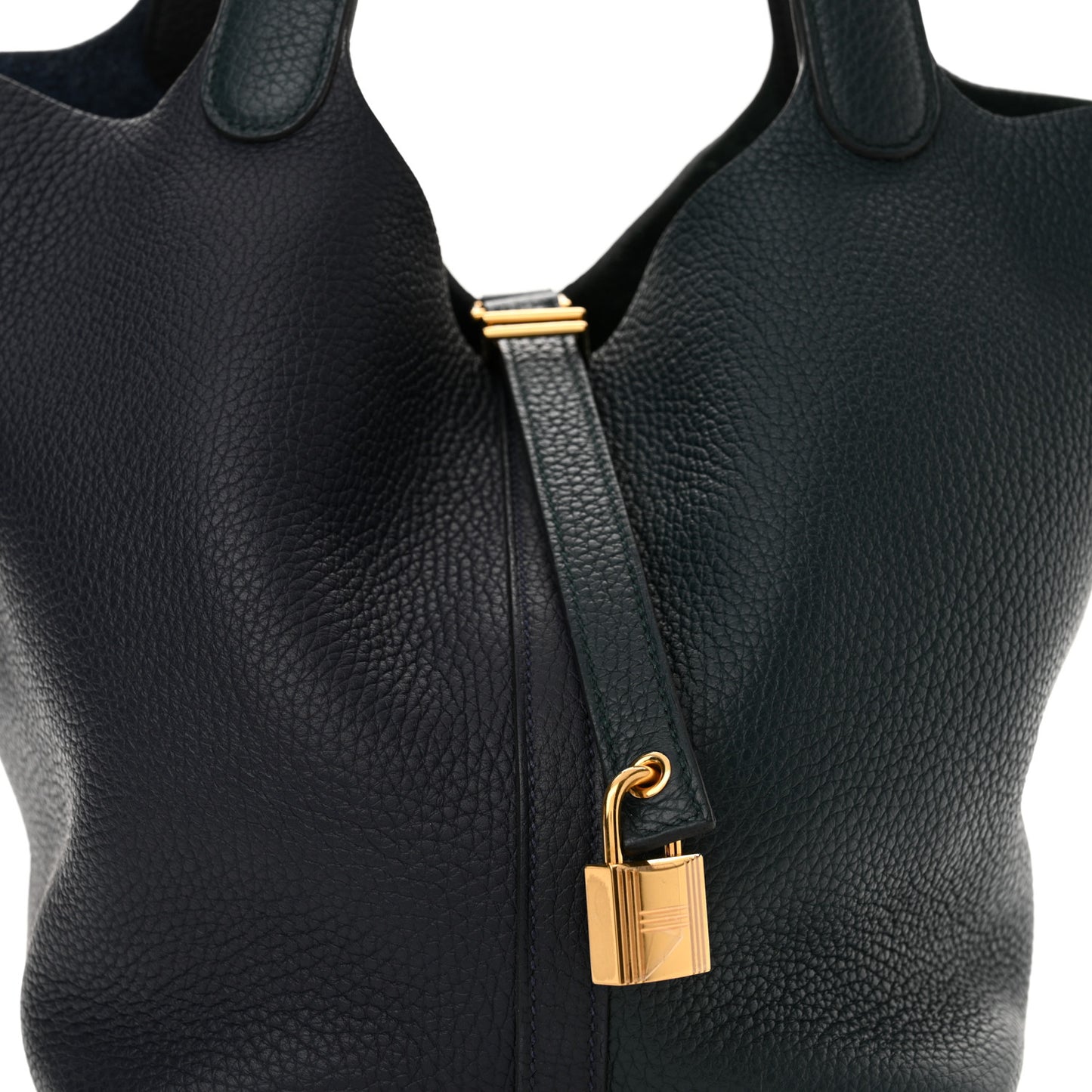 Taurillon Clemence Casaque Picotin Lock 22 MM Vert Cypres Bleu Nuit Black