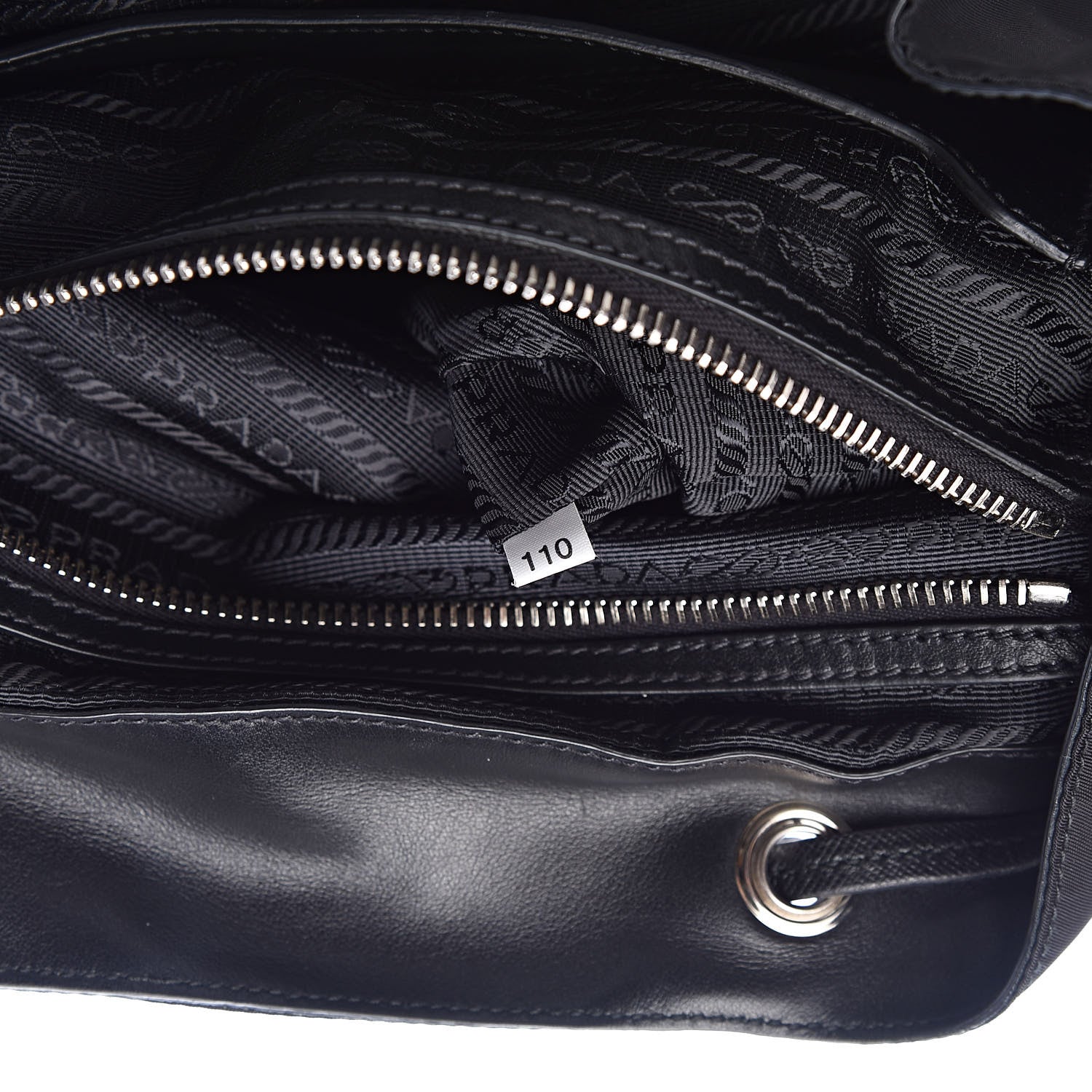 Prada Tessuto Nylon Saffiano Fur Backpack Black 7 of 12