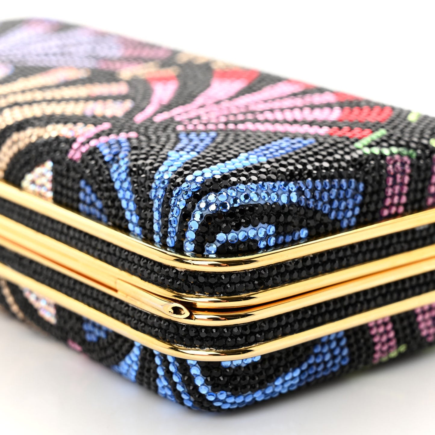 Swarovski Crystal Minaudiere Clutch Black Multicolor