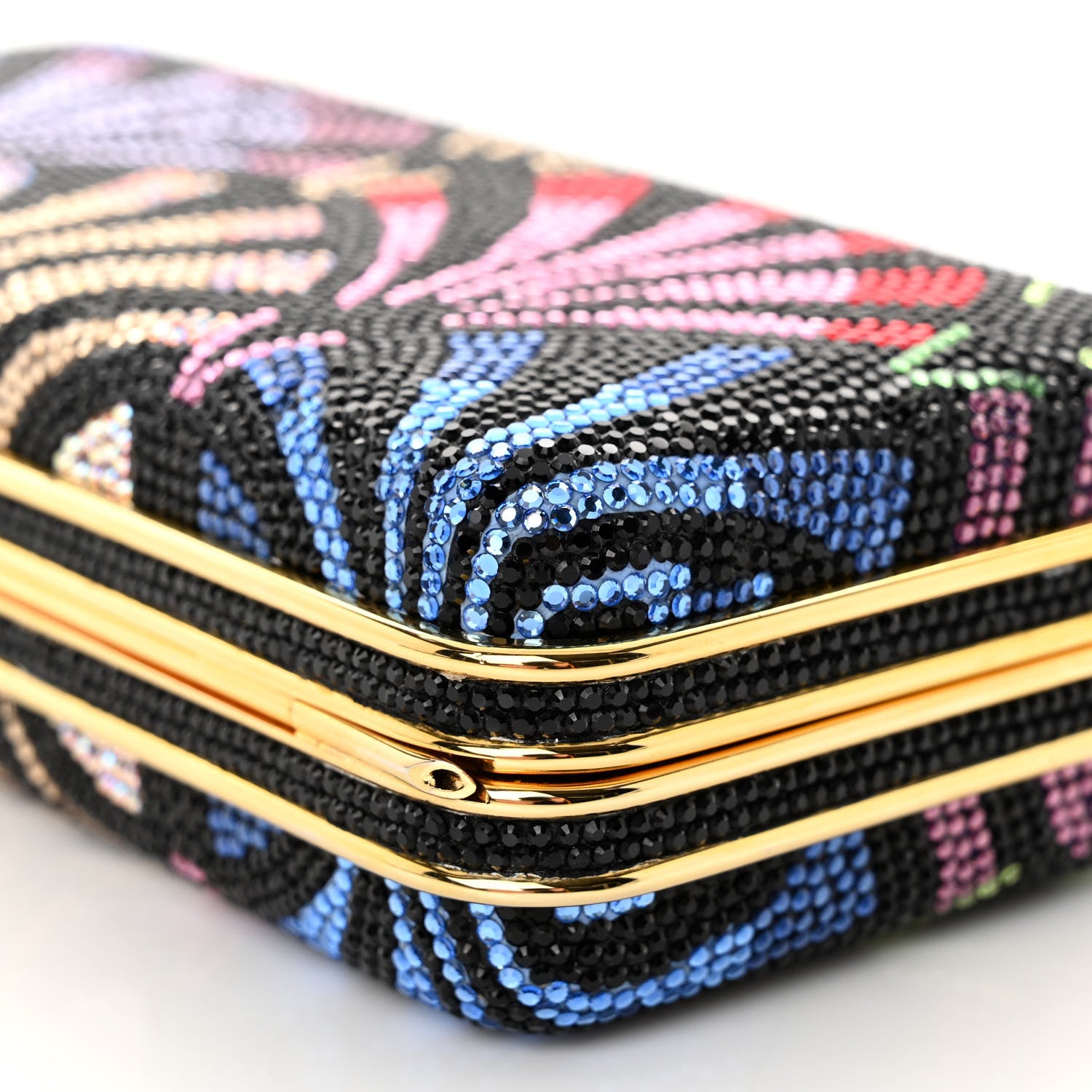 Judith Leiber Swarovski Crystal Minaudiere Clutch Black Multicolor 10 of 11