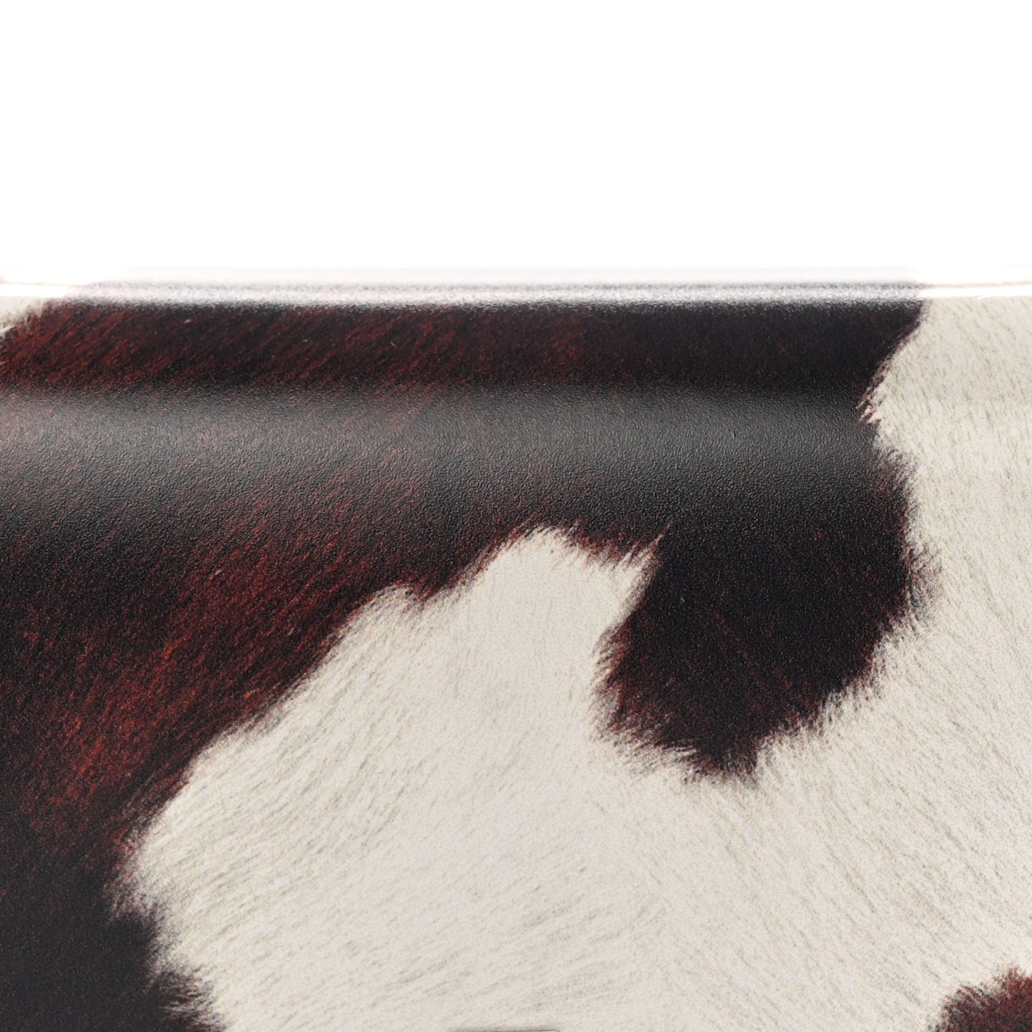 Patent Calfskin Cow Print Jessie Chain Card Case Mahogany