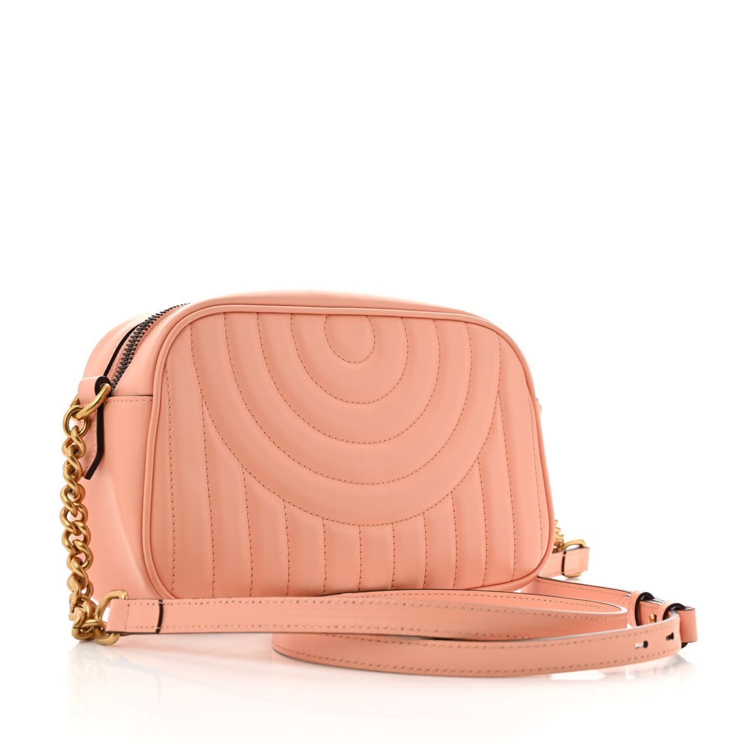 Calfskin Vertical Ring Matelasse Small GG Marmont Chain Shoulder Bag Peachy Chic