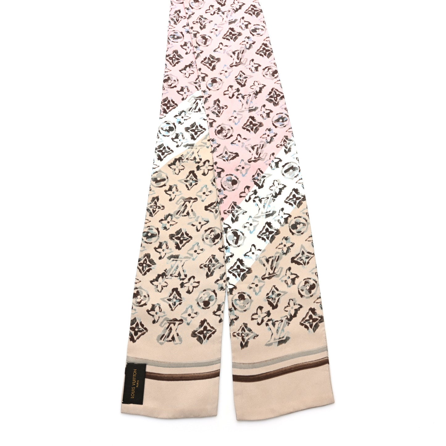 LOUIS VUITTON Silk Monogram Rainbow Giant Bandeau Beige