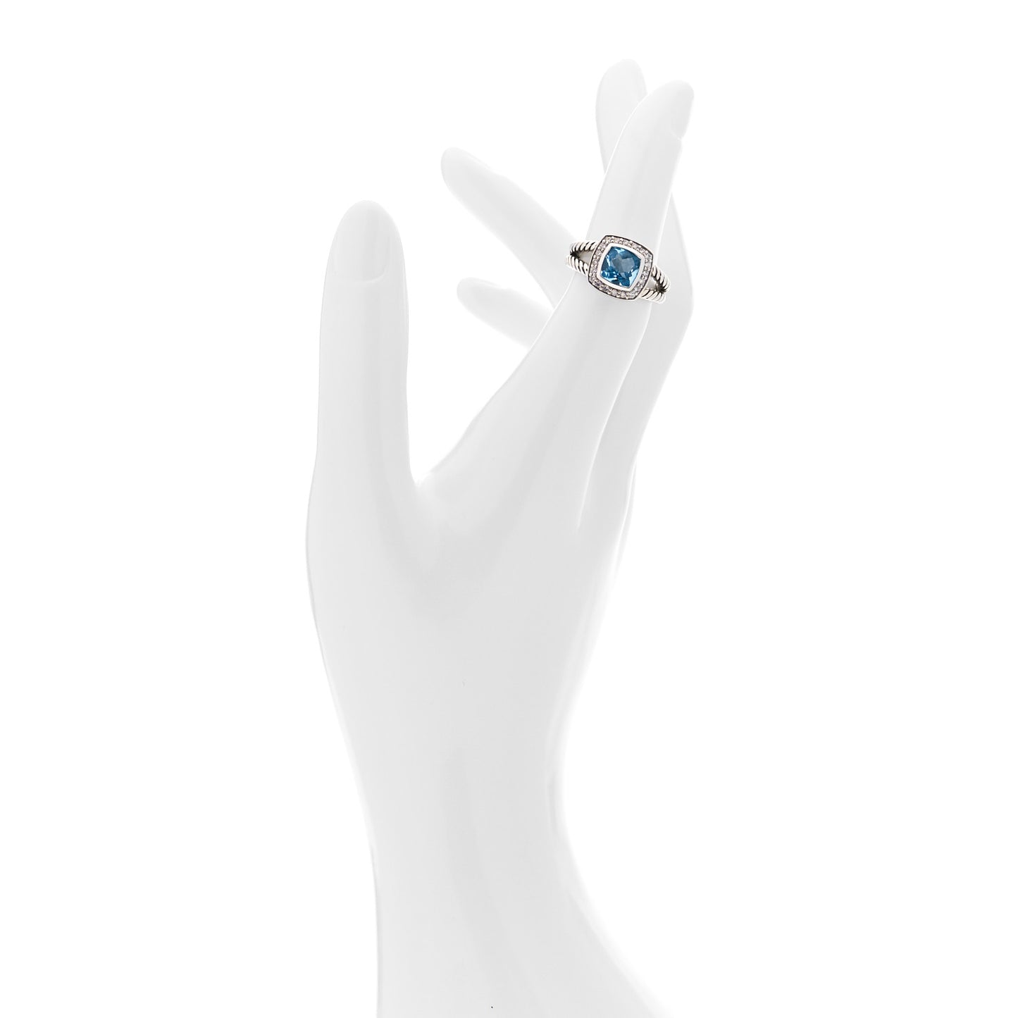 Sterling Silver Diamond Blue Topaz 7mm Petite Albion Ring 49 5