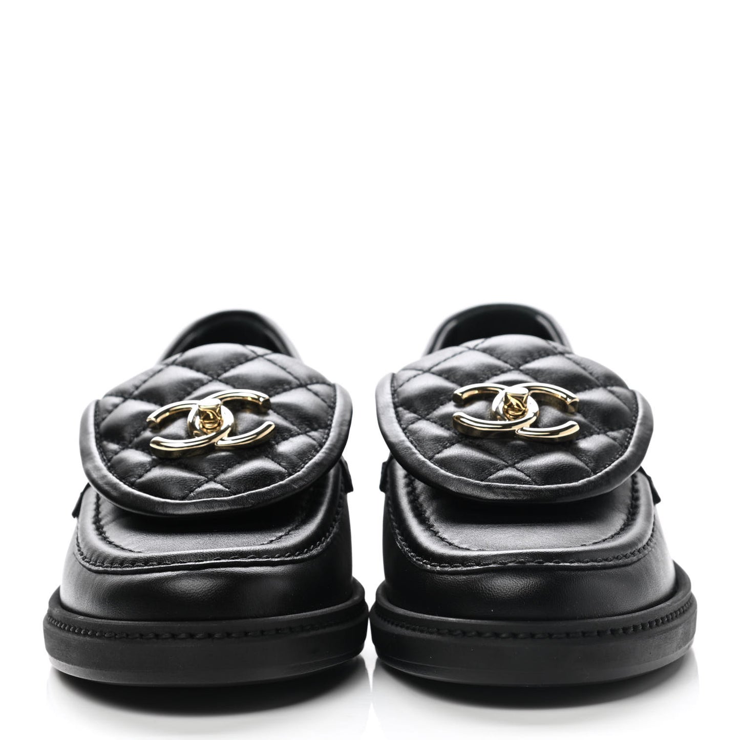 Lambskin Quilted CC Turnlock Loafers 35.5 Black