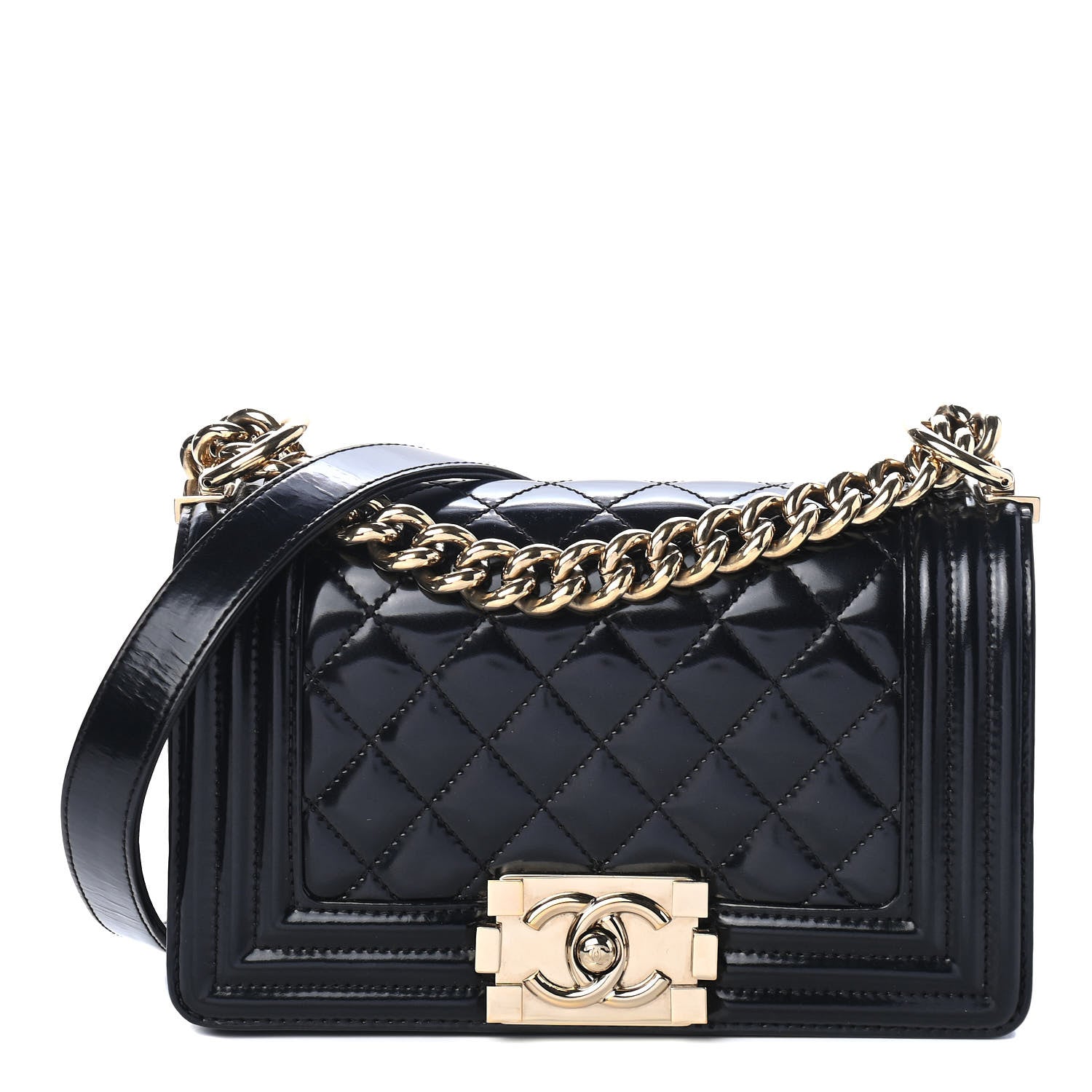 Chanel Patent Calfskin Quilted Small Boy Flap Black 1 of 4