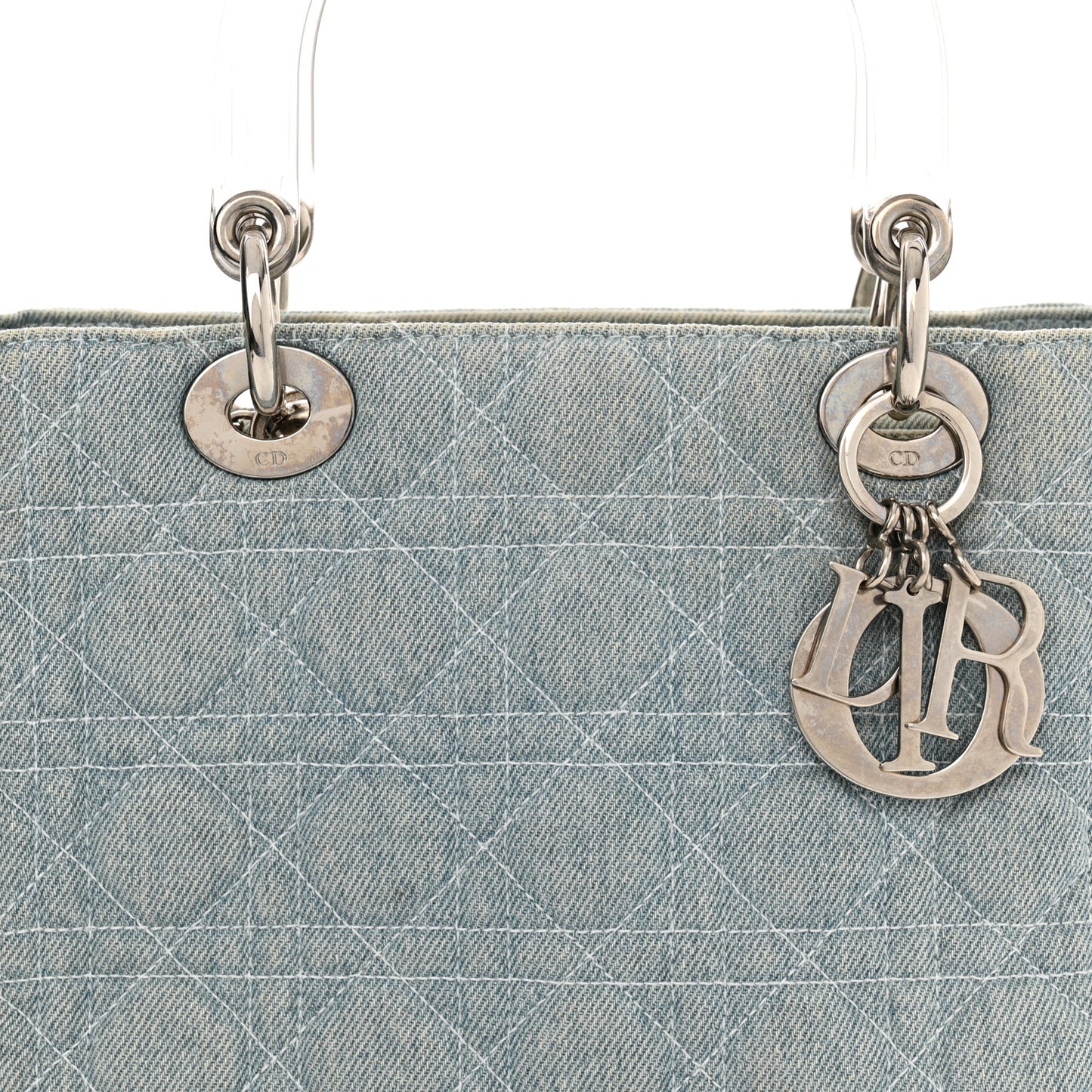 Denim Cannage Medium Lady Dior Light Blue