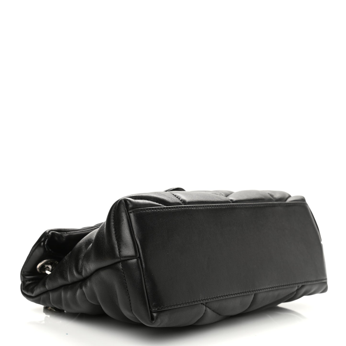 Lambskin Quilted Small Loulou Puffer Monogram Chain Satchel Black