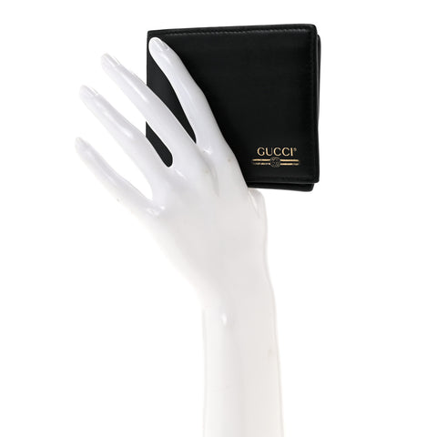 Plutone Calfskin Logo Bi-Fold Wallet Black
