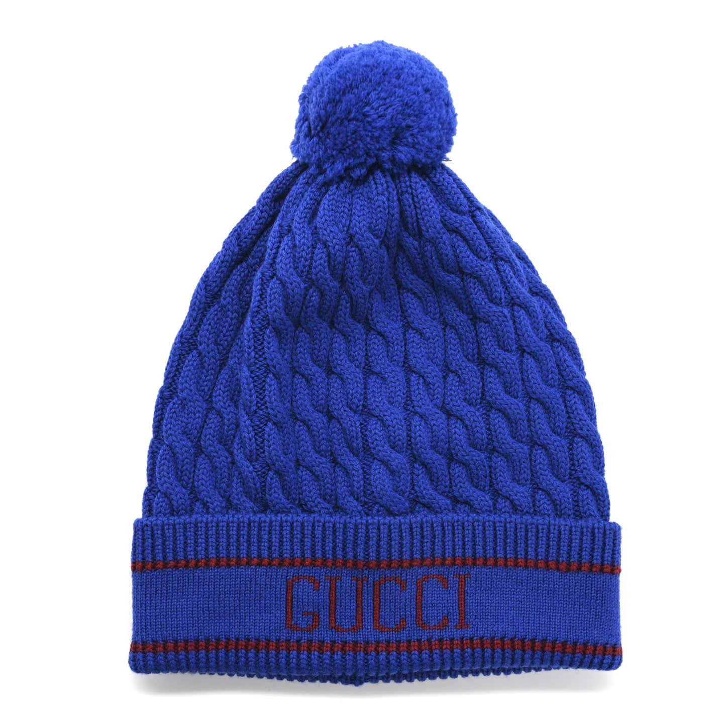 Wool Knit Monogram Beanie Hat M Bluette Red