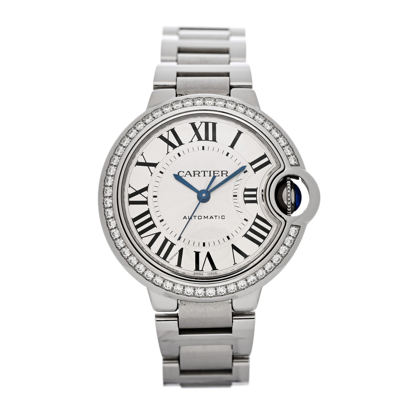 Stainless Steel Diamond Bezel 33mm Ballon Bleu De Cartier Automatic Watch