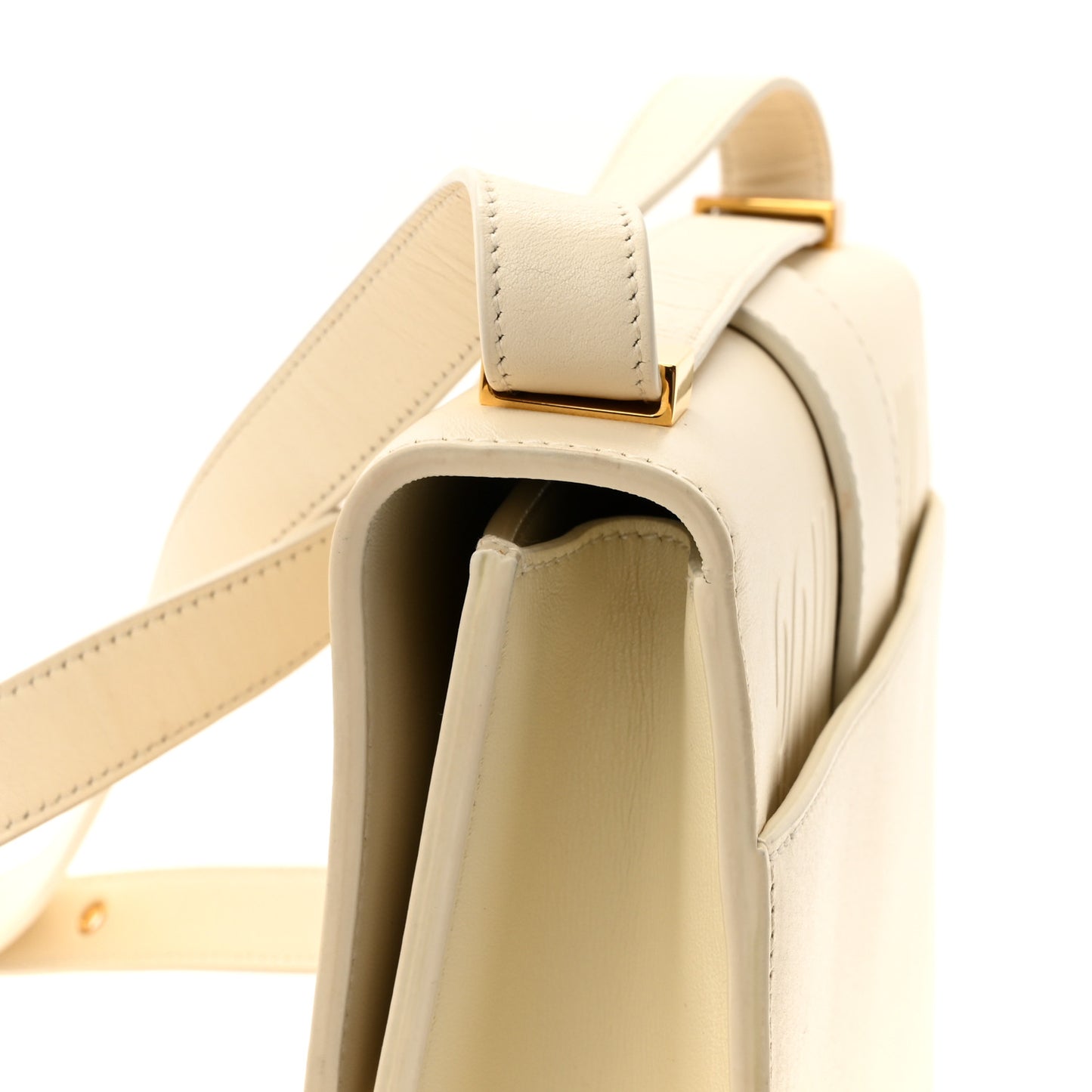 Grained Calfskin 30 Montaigne Flap Bag White