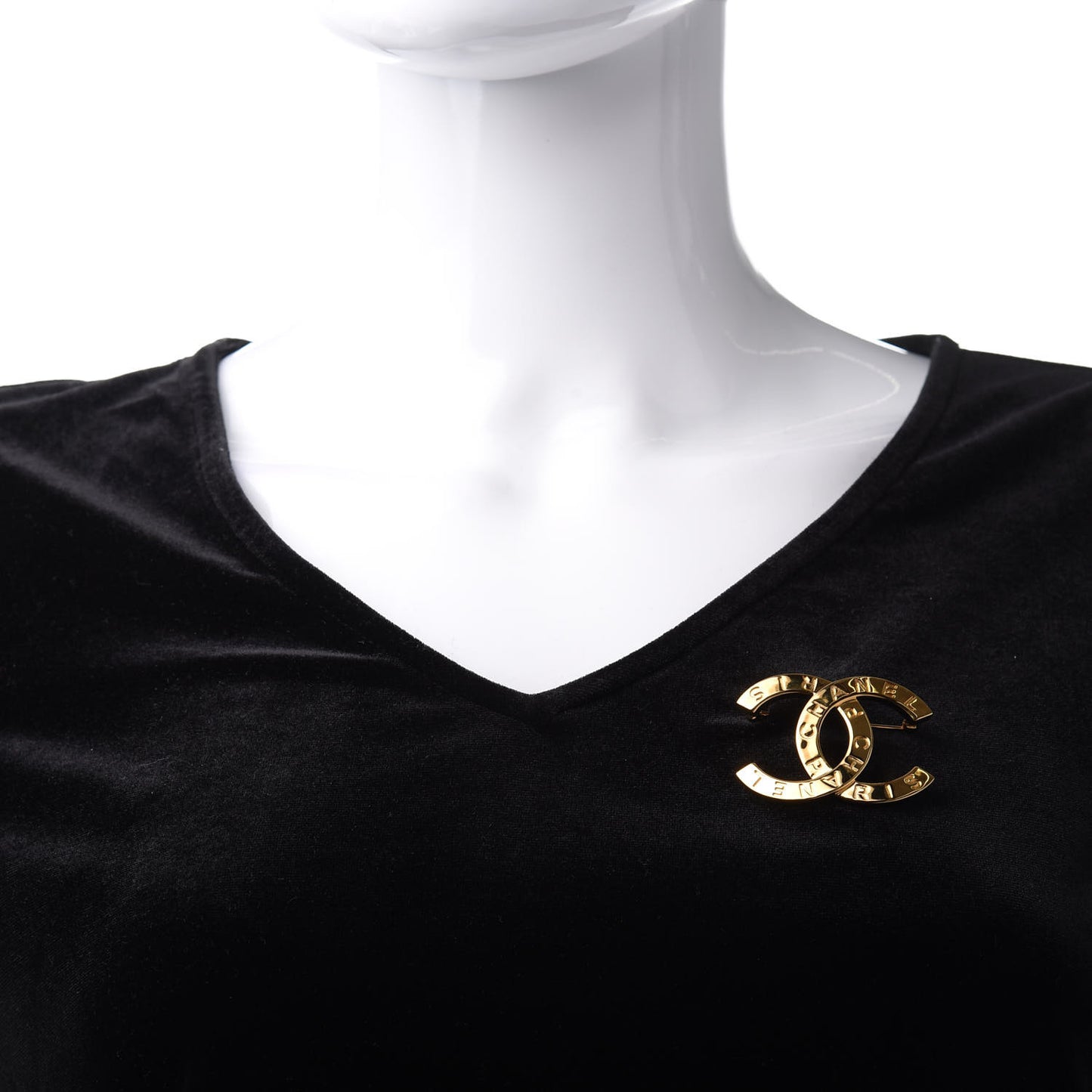 Metal Paris Button CC Large Brooch Gold