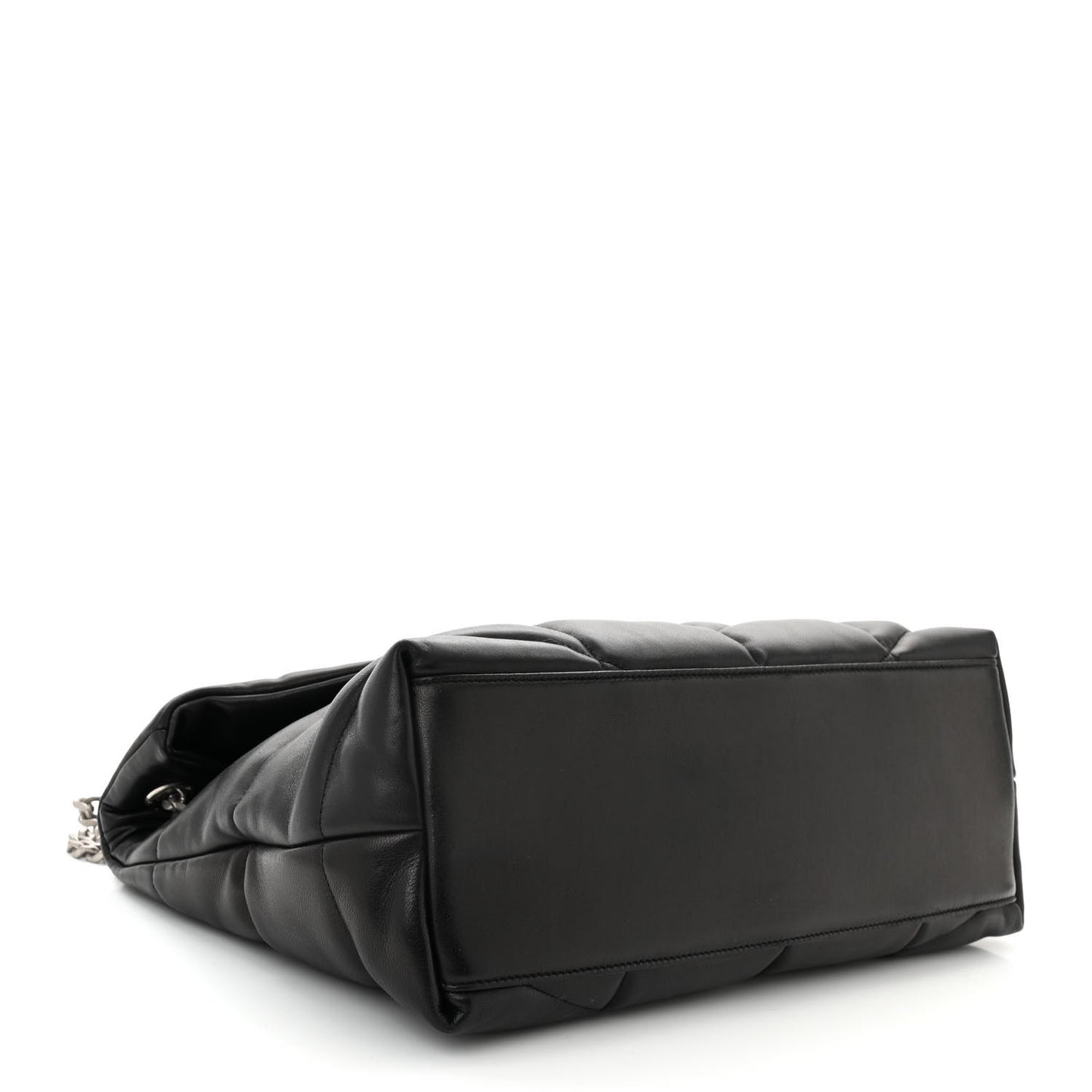 Lambskin Quilted Medium Loulou Puffer Monogram Chain Satchel Black