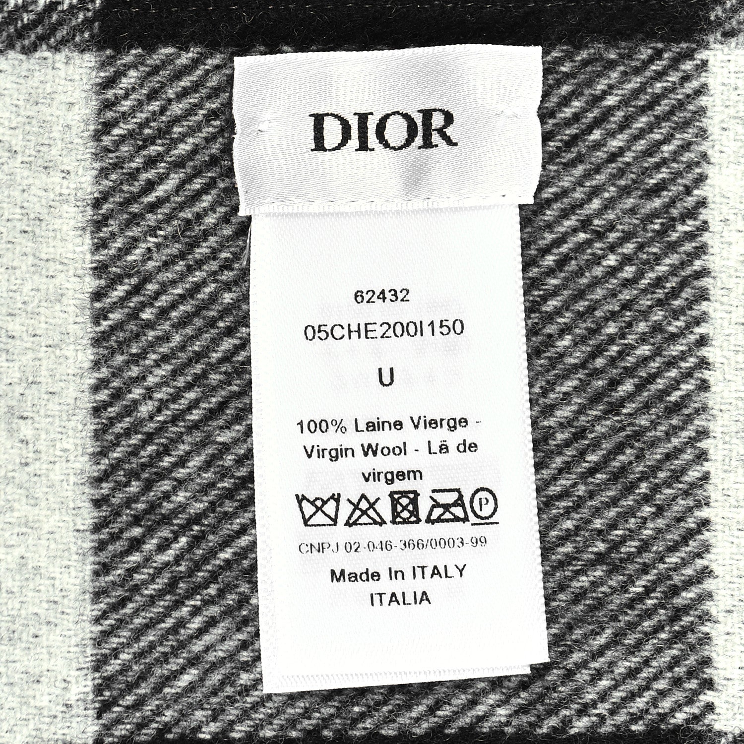 Christian Dior Wool Angora Check'n'Dior Fringe Scarf White Black 3 of 3