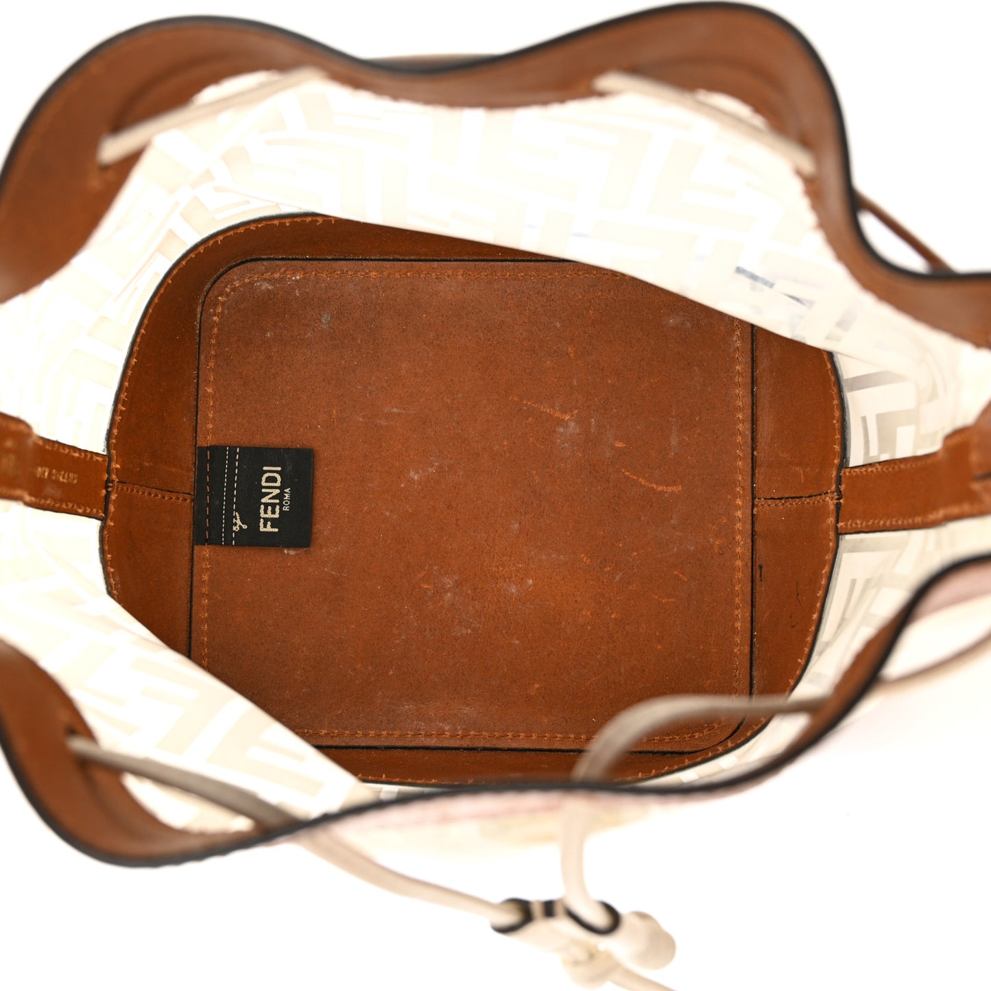 TPU FF Vitello Aura F is Fendi Grande Mon Tresor Bucket Bag White Cuoio