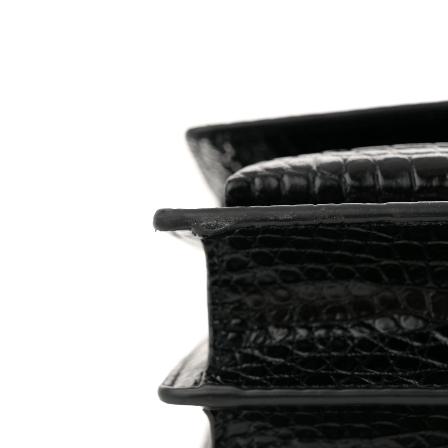 Calfskin Crocodile Embossed Medium Monogram Sunset Black
