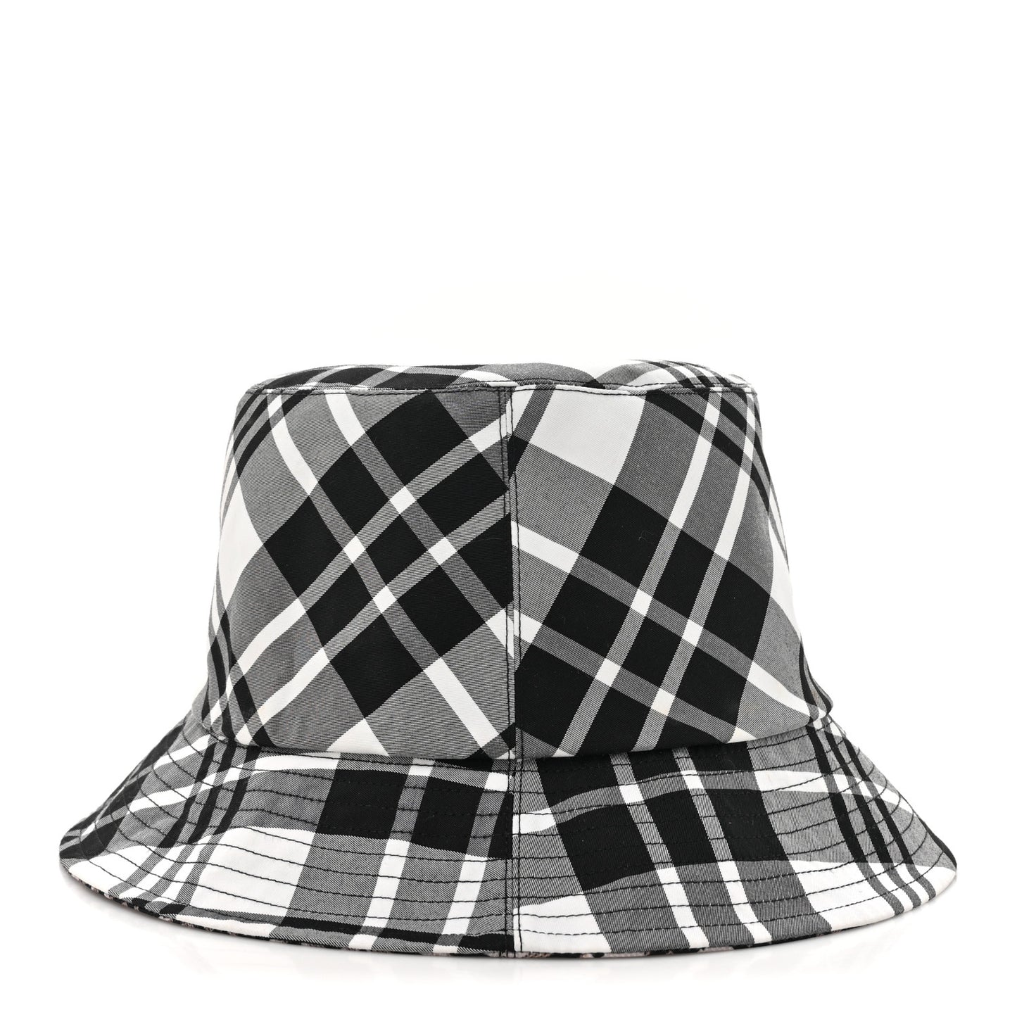 Oblique Plaid Reversible Teddy-D Brim Bucket Hat Black White