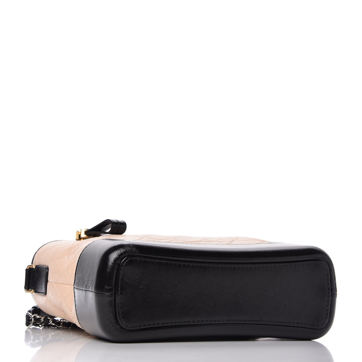 Aged Calfskin Quilted Medium Gabrielle Hobo Beige Black