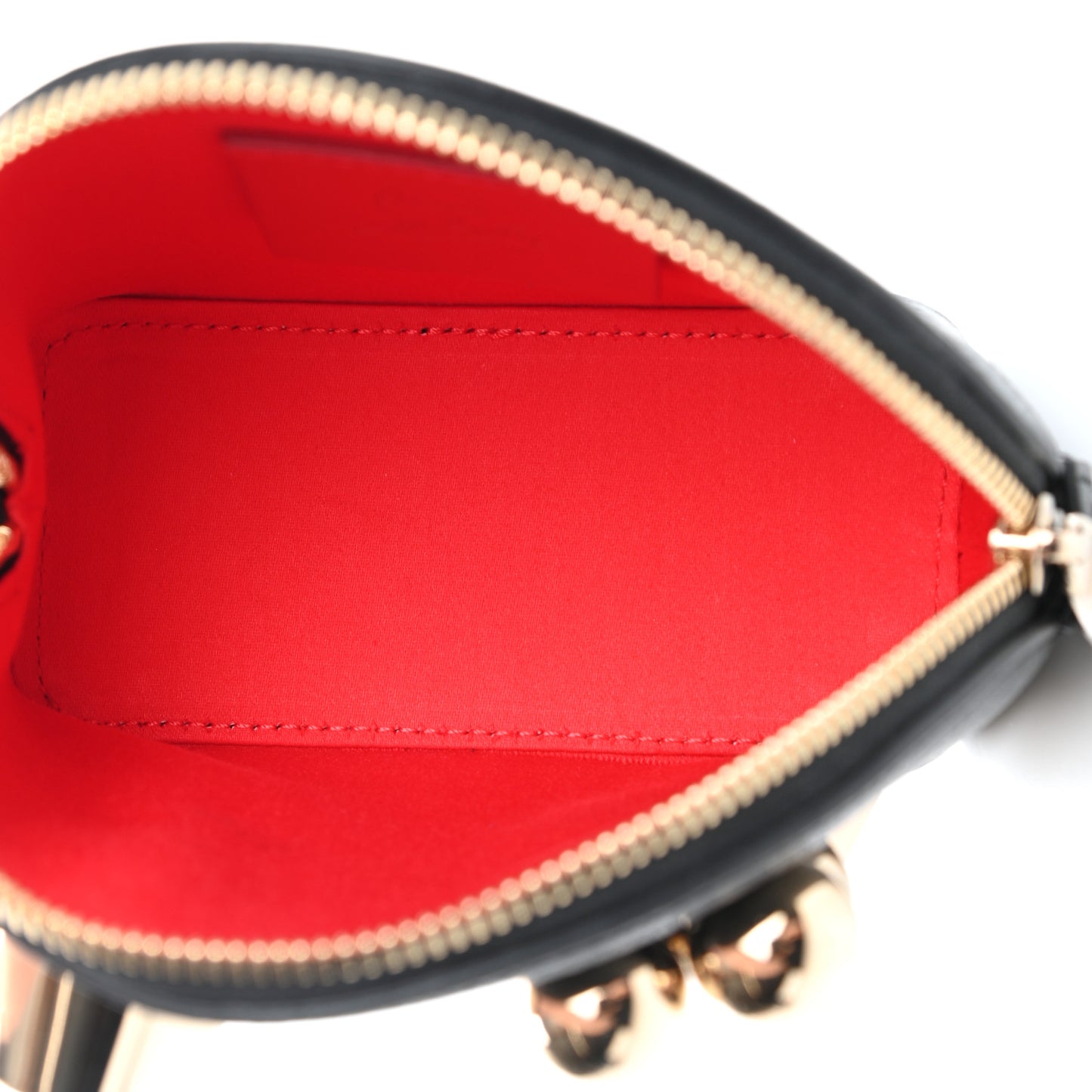 Grained Calfskin Carasky Studded Cosmetic Pouch Black Gold