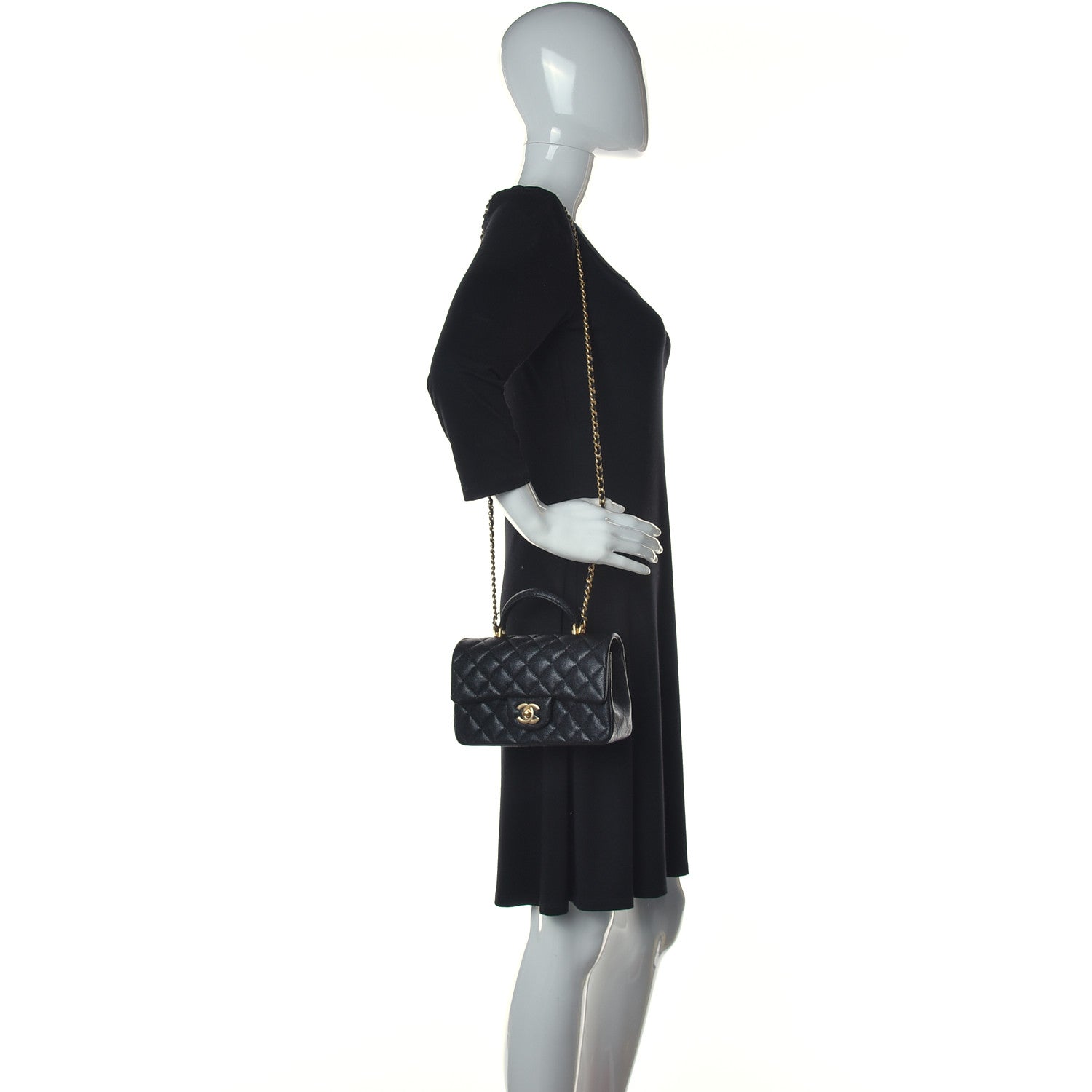 Chanel Caviar Quilted Mini Top Handle Rectangular Flap Black 2 of 11