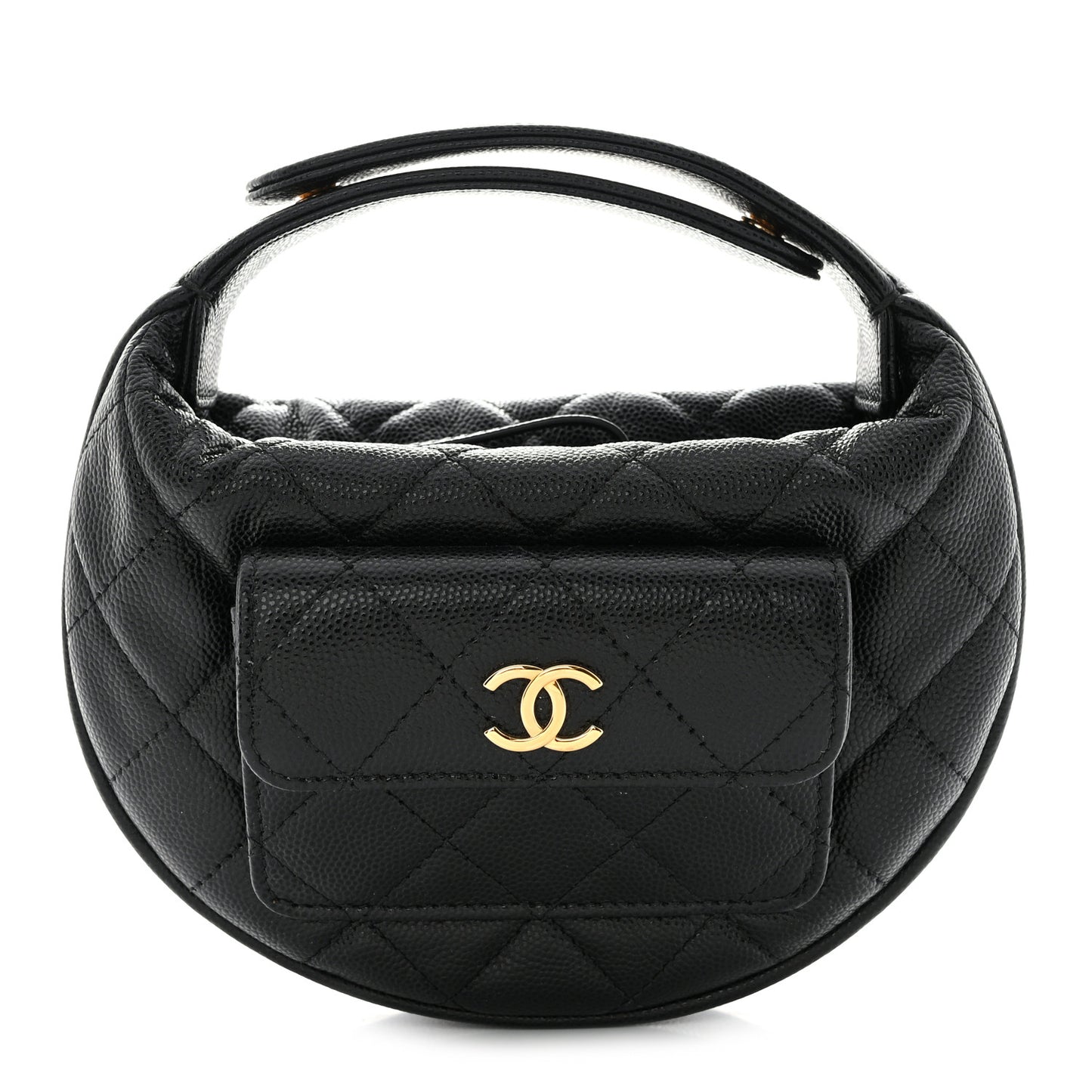Caviar Quilted Polly Pocket Pouch Hobo Black