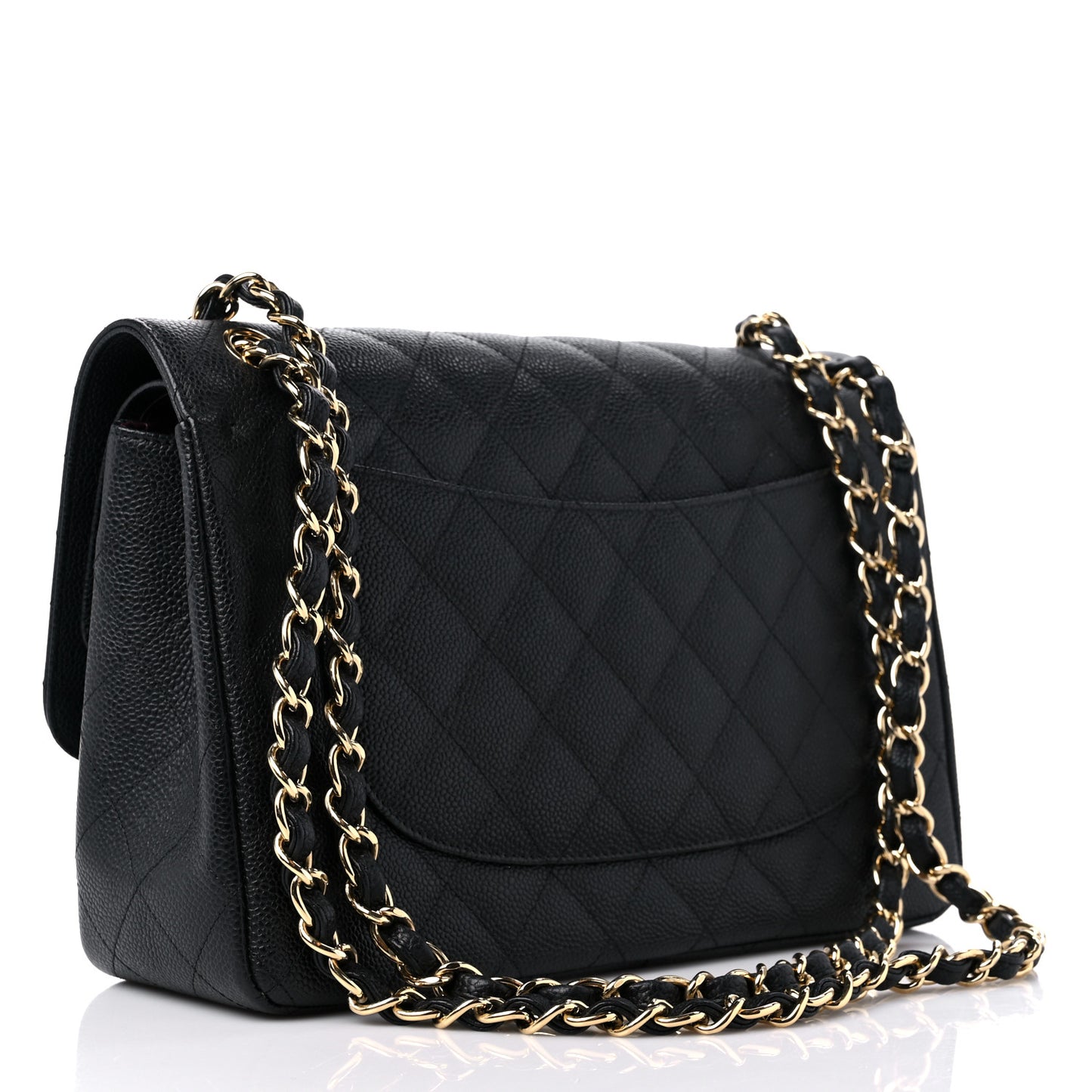 Caviar Quilted Jumbo Double Flap Black