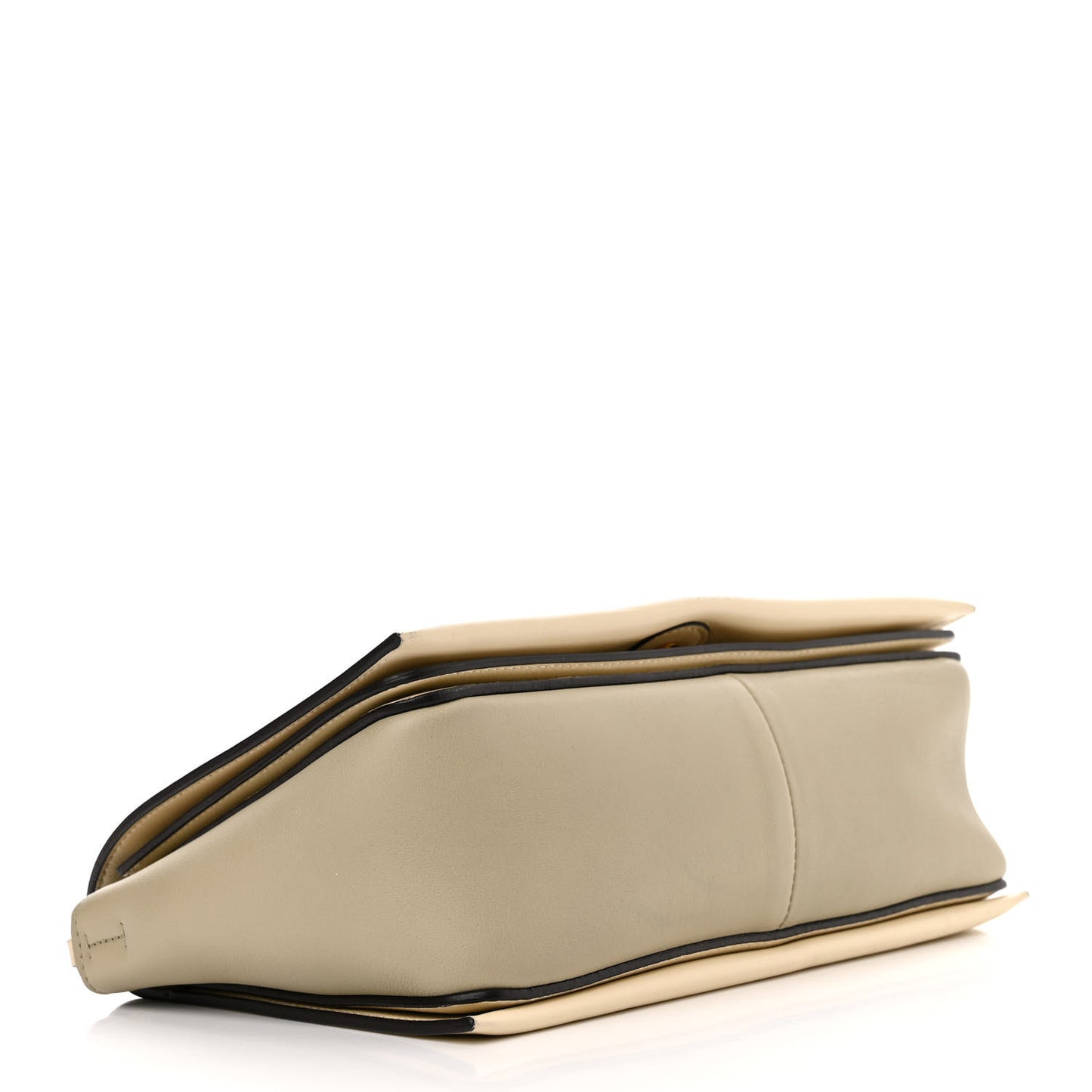 Shiny Smooth Calfskin Medium Frame Shoulder Bag Chalk Mastic