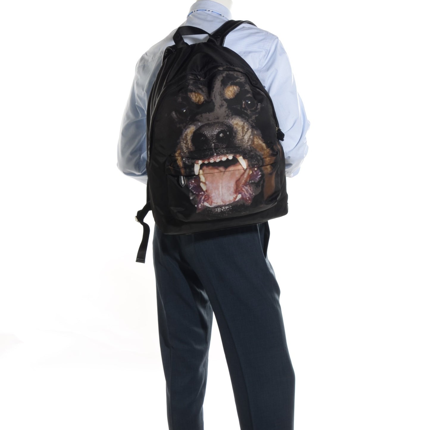 Nylon Rottweiler Print Backpack Black