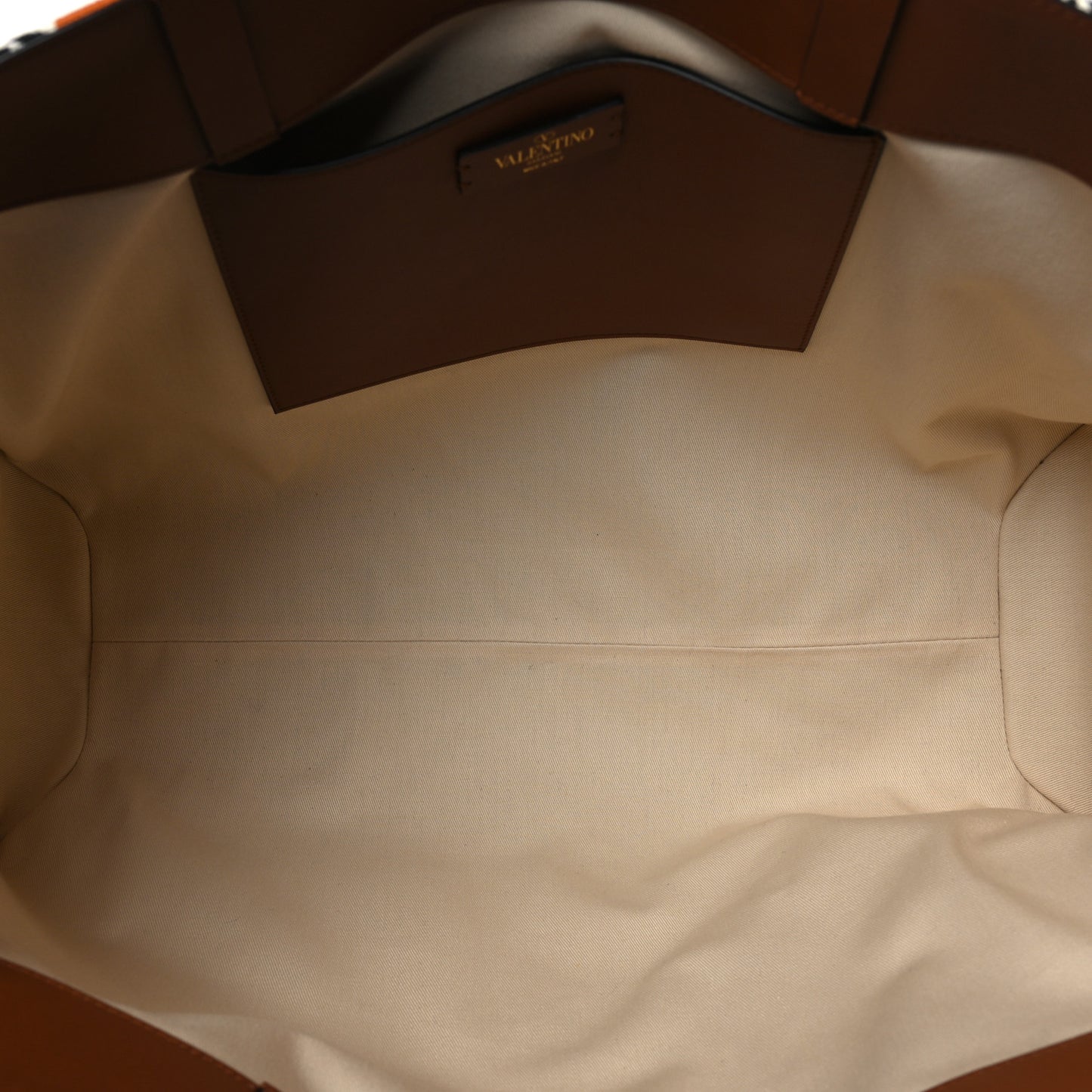 Canvas Calfskin Large Bandana Print Vlogo Signature Tote Saddle Brown Multicolor