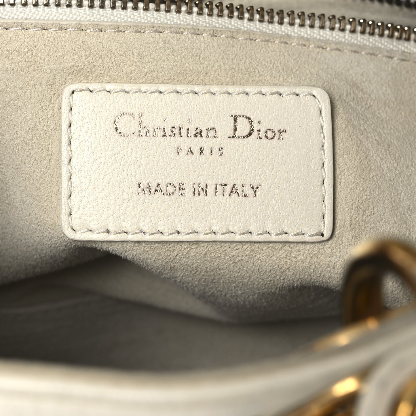 Calfskin Cannage Studded Small Supple Lady Dior White