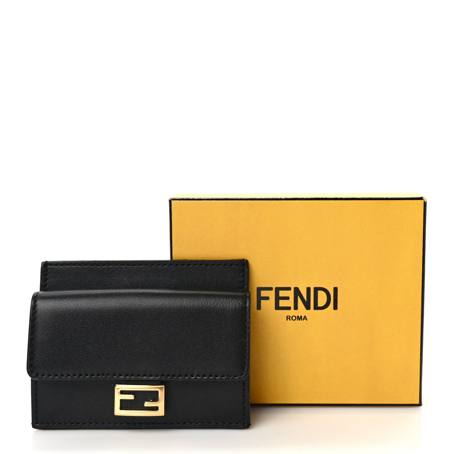 Nappa Matisse FF Diagonal Embossed Fold Over Card Holder Wallet Black