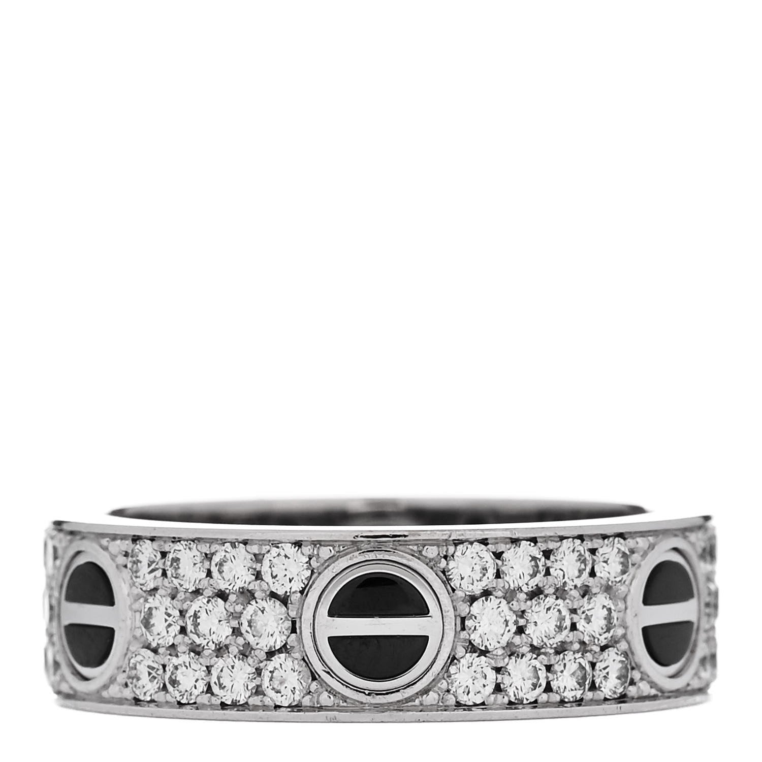 Cartier 18K White Gold Diamond Ceramic LOVE Paved Ring 59 8.75 1 of 4