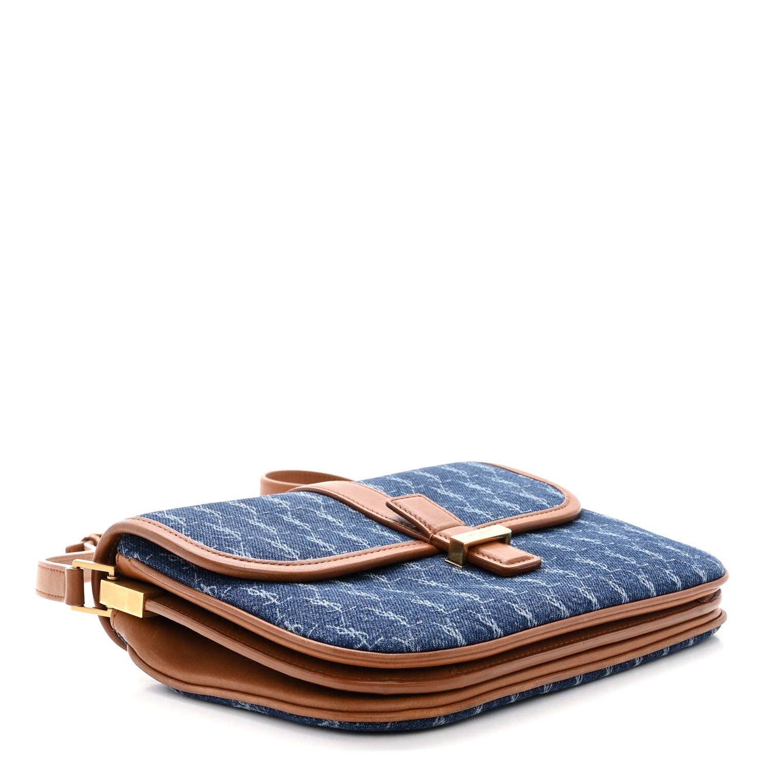 Saint Laurent Denim All-Over Monogram Small Le Monogramme Satchel Navy Blue 4 of 11